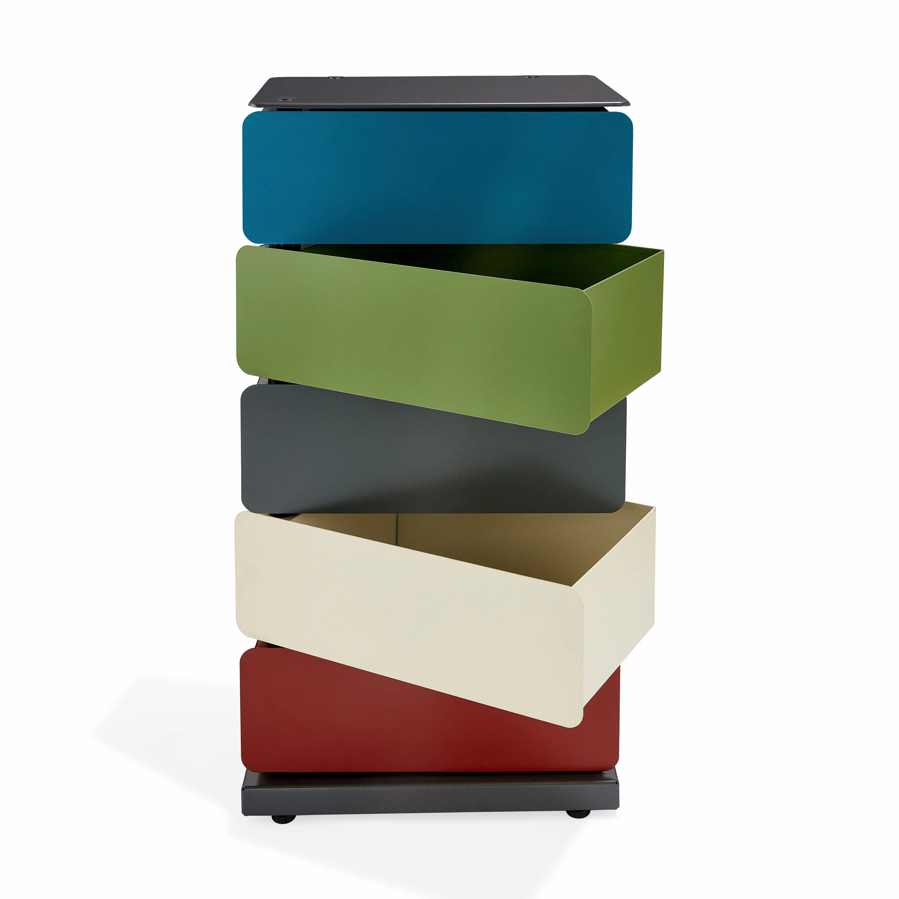 5-Drawer Pivot Cabinet - Blue/ Gray/ Red - Image 3