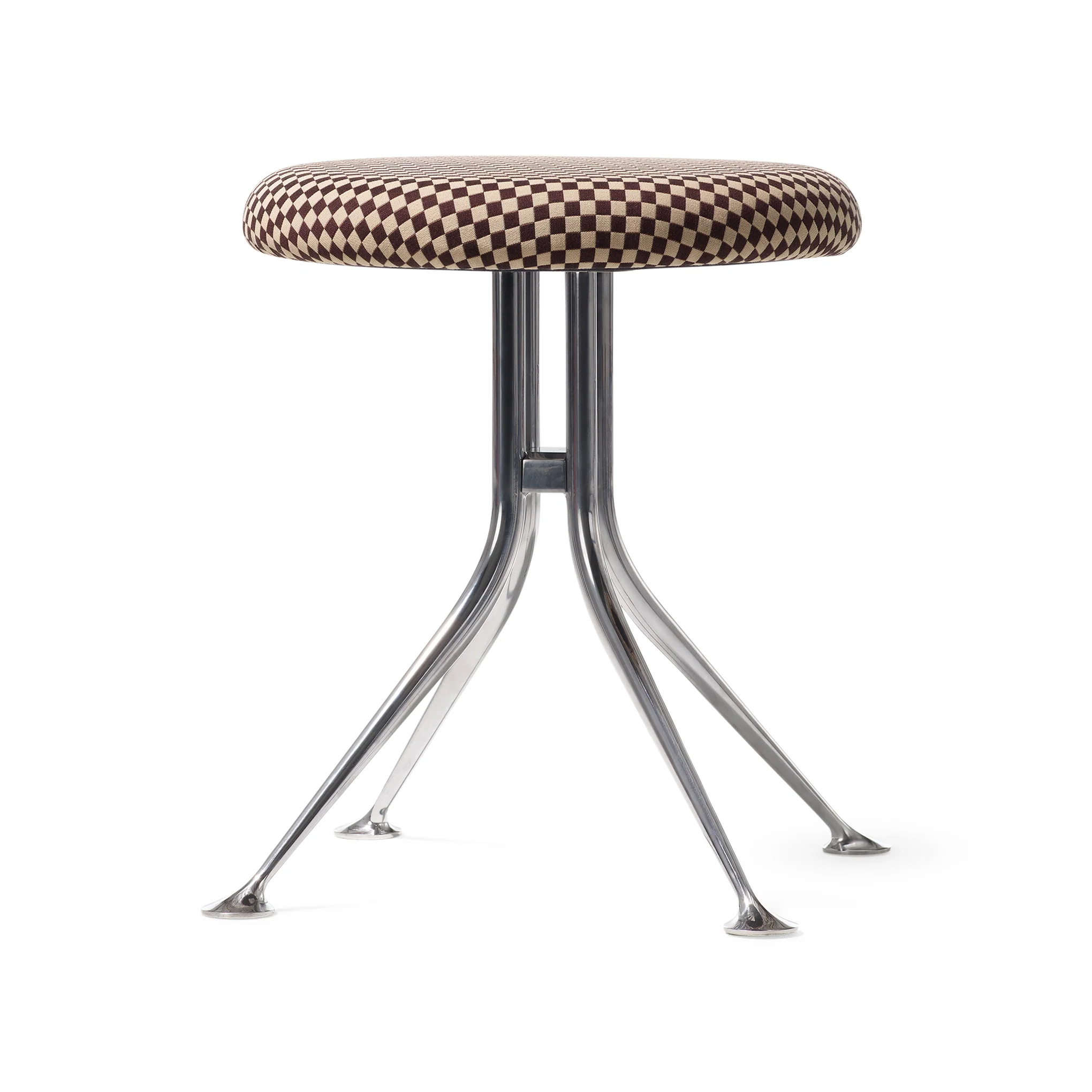 Alexander Girard Upholstered Stool from Herman Miller - Checker Sienna Dark/ Khaki