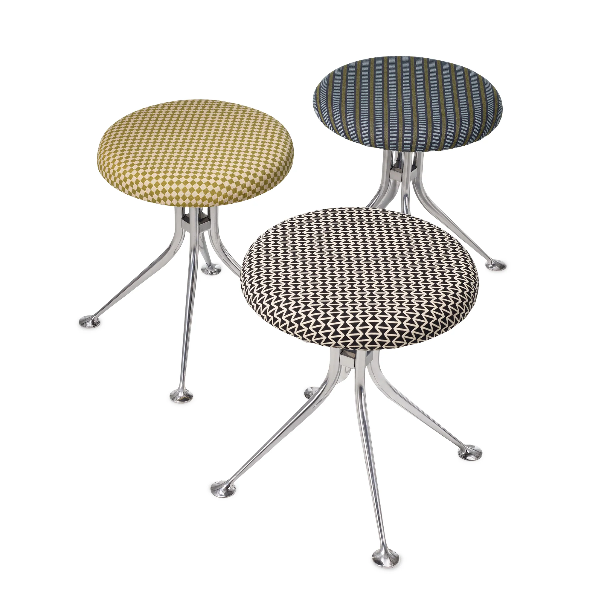Alexander Girard Upholstered Stool from Herman Miller - Double Triangle B/ W - Image 4