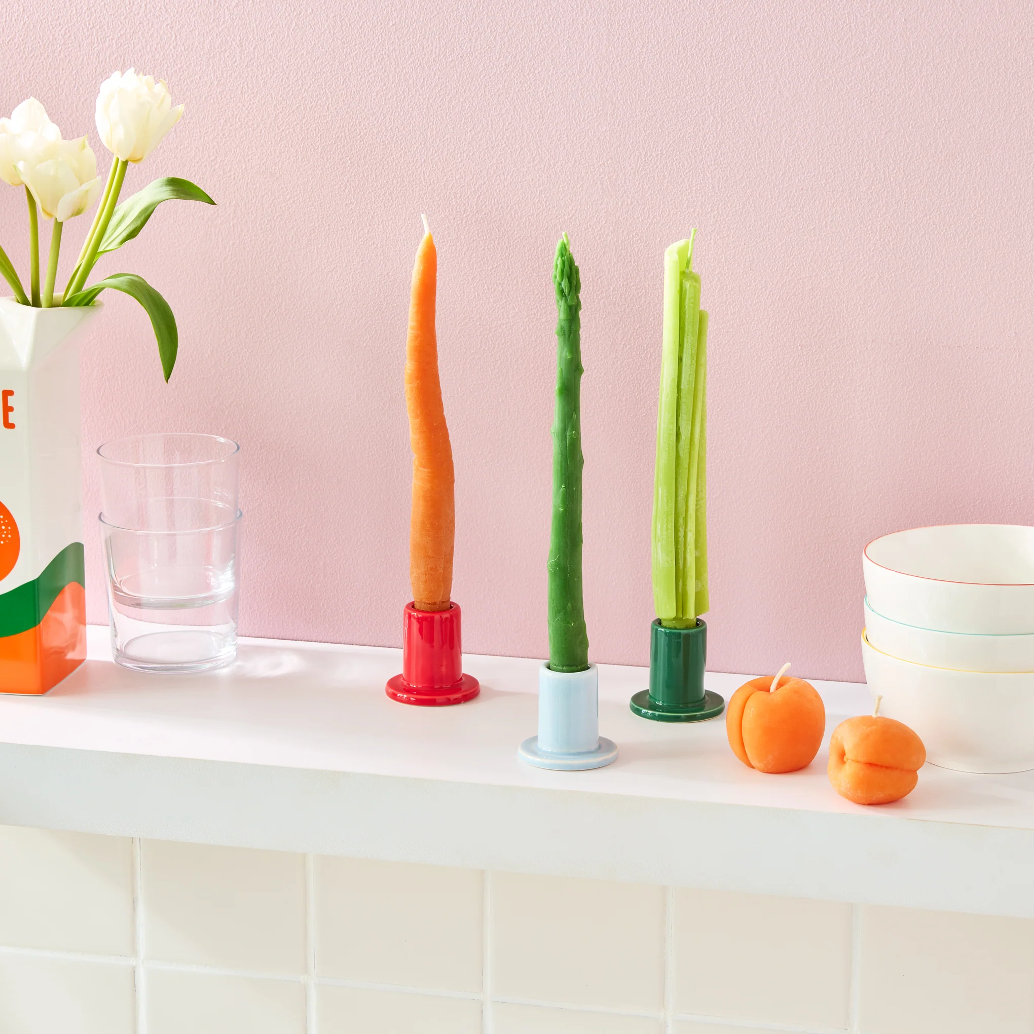 Apricot Beeswax Candles - Set of 2 - Image 2