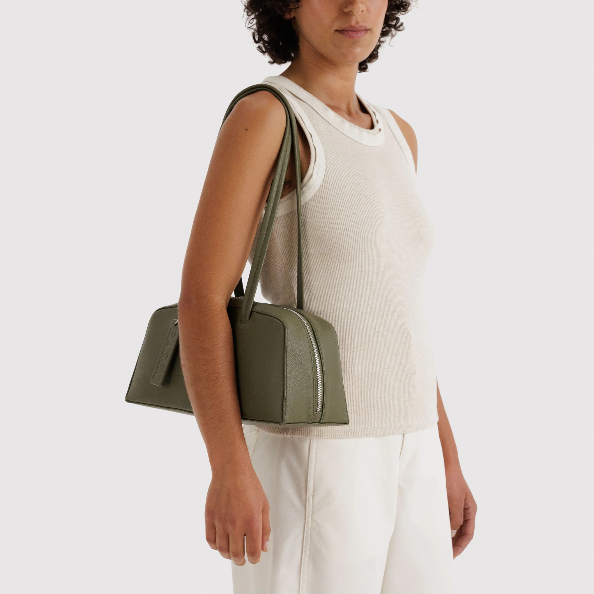 MoMA Baggu Recycled Leather Bowler Bag - Loden - Image 2