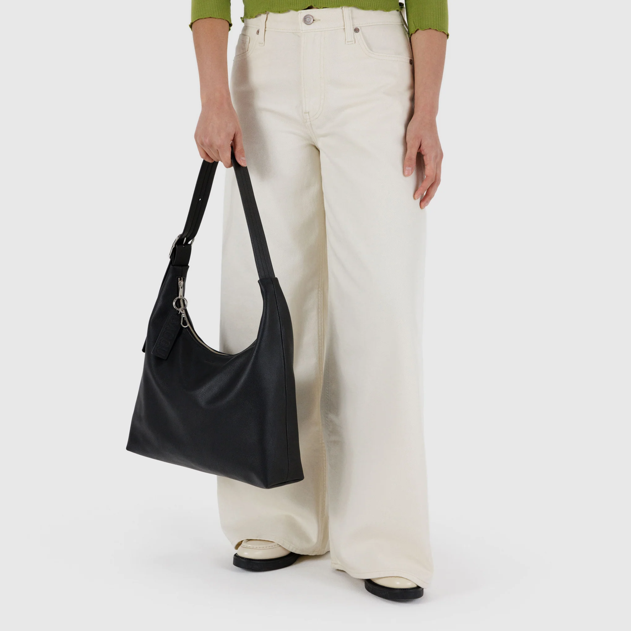 Baggu Recycled Leather Shoulder Bag - Black - Image 3