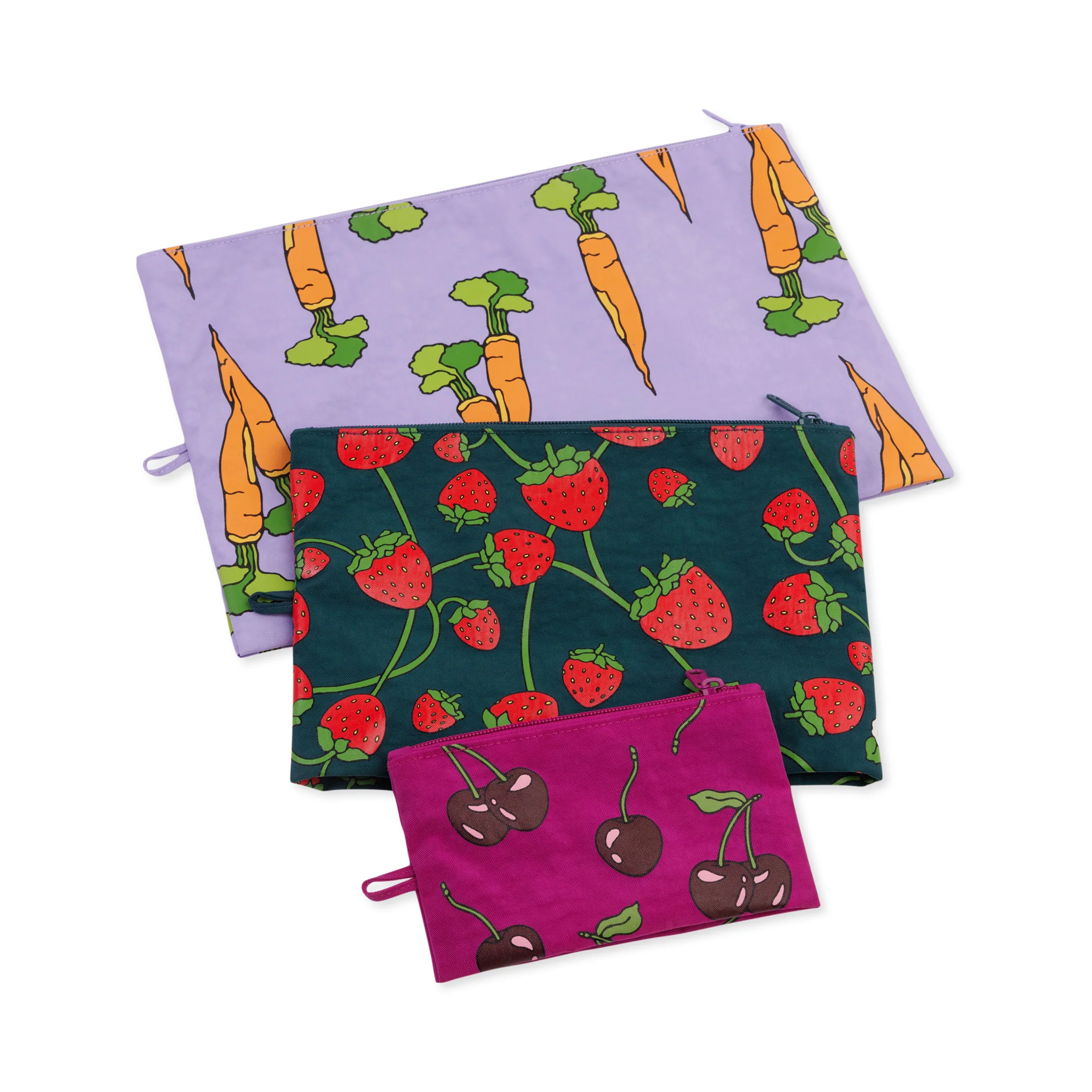Baggu Recycled Nylon Go Pouches - Set of 3 - Carrots & Berries - Image 3