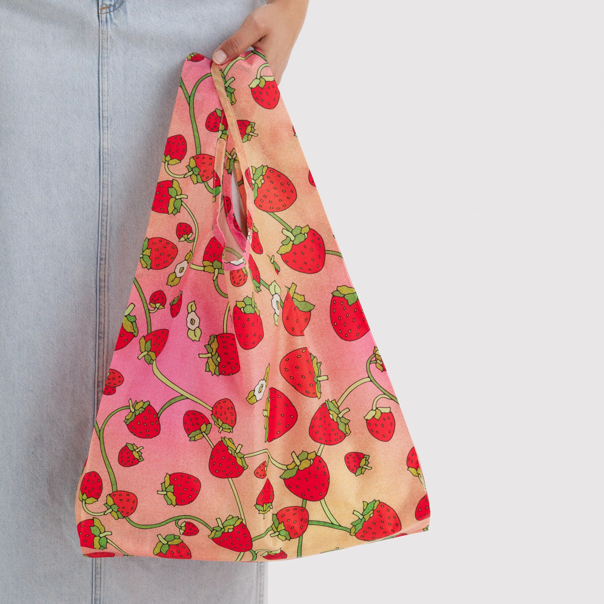 Baggu Recycled Nylon Standard Tote Bag - Strawberry Blossom - Image 2