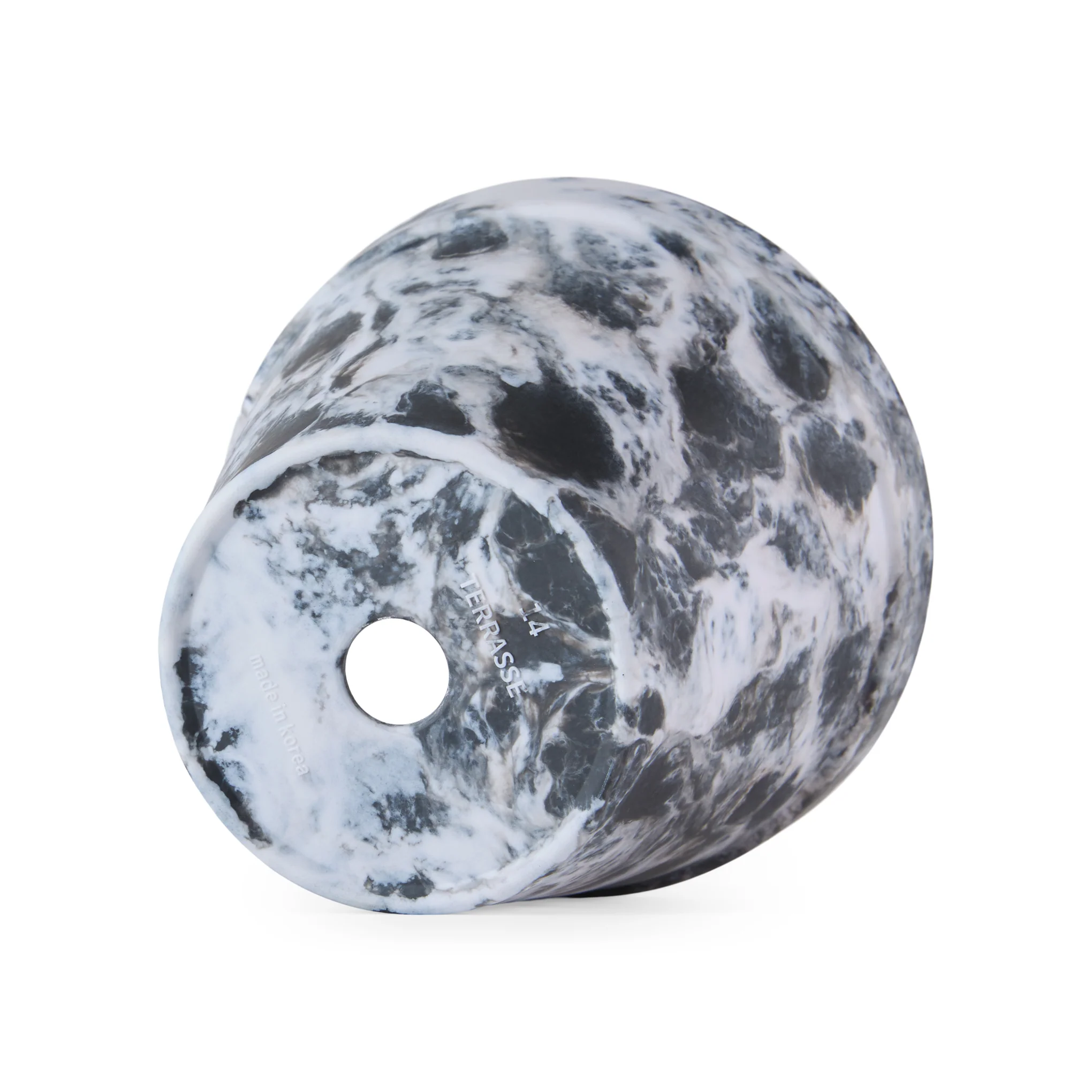 Blumen Marbled Planter and Saucer Set - Black/White - Image 6