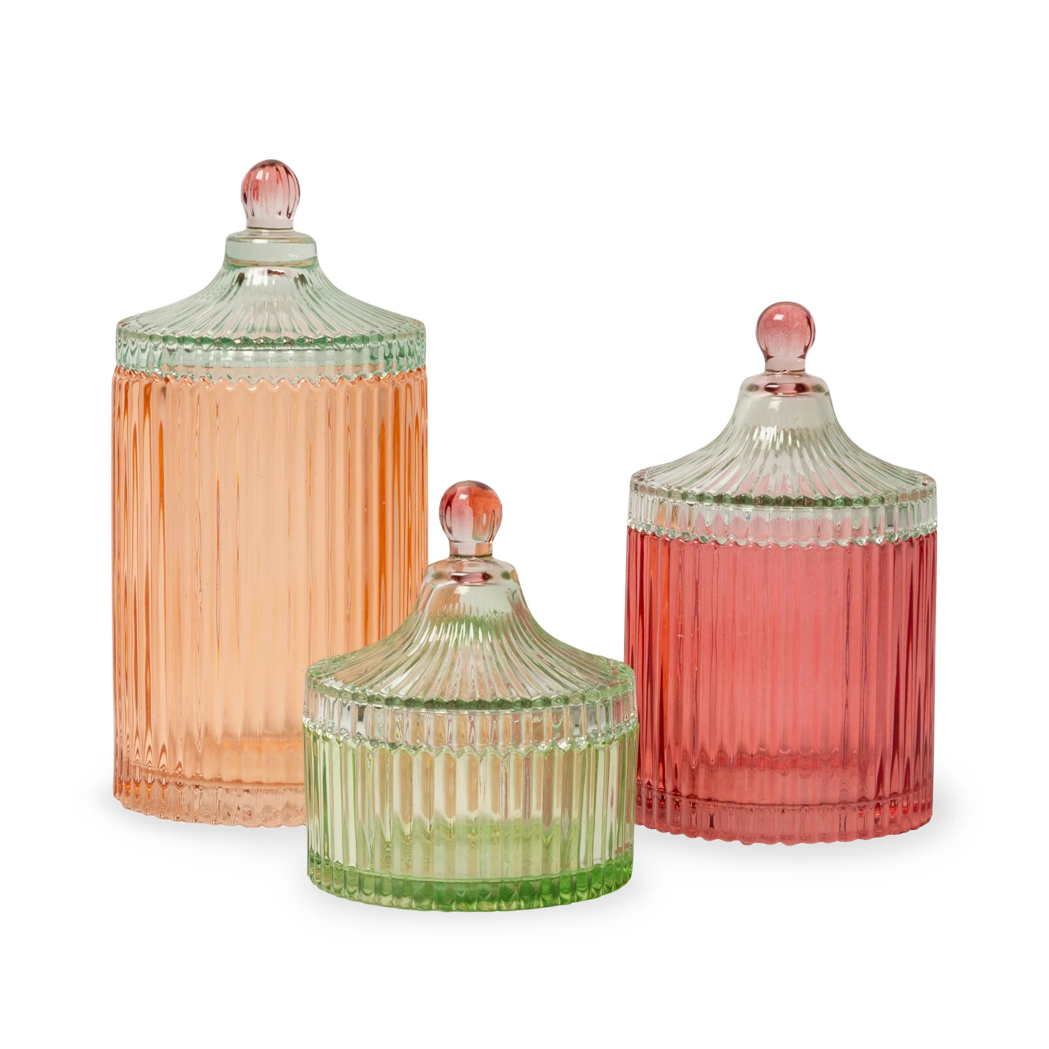 Candy Stripe Glass Storage Jar - Orange/ Light Mint - Image 4