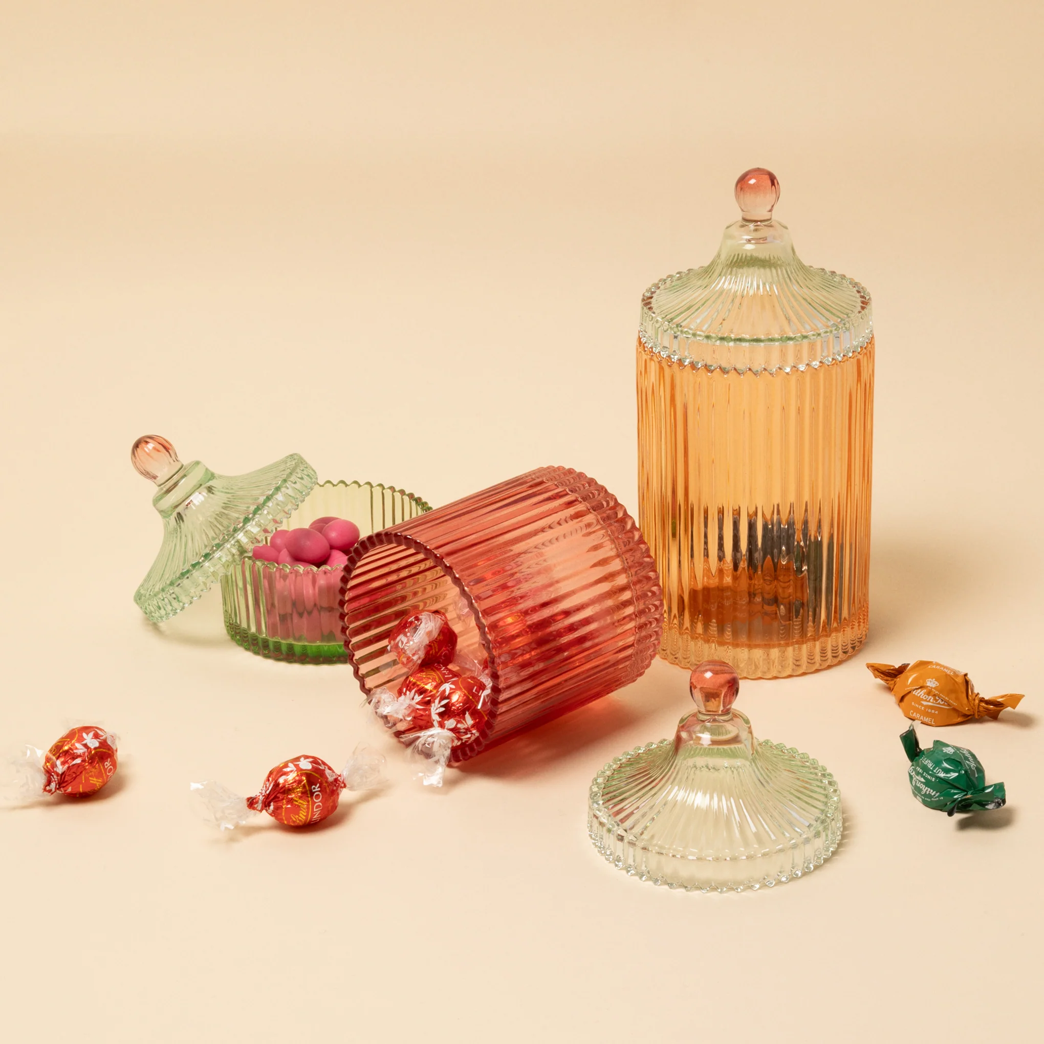 Candy Stripe Glass Storage Jar - Orange/ Light Mint - Image 6