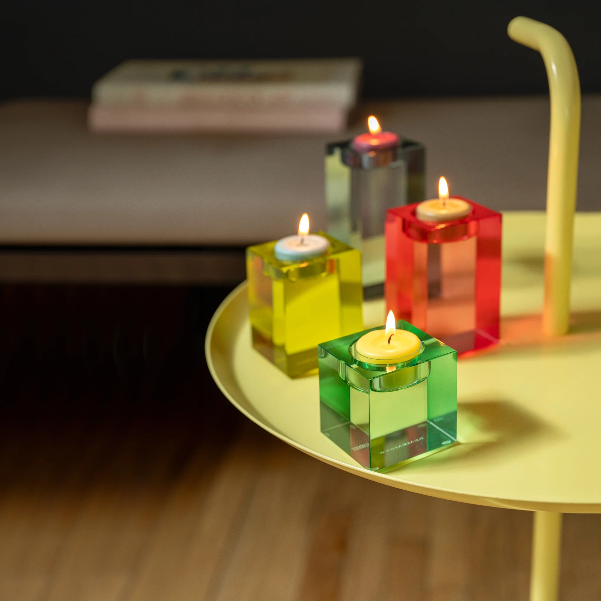 Color Block Glass Candle Holders - Set of 4 - Image 2