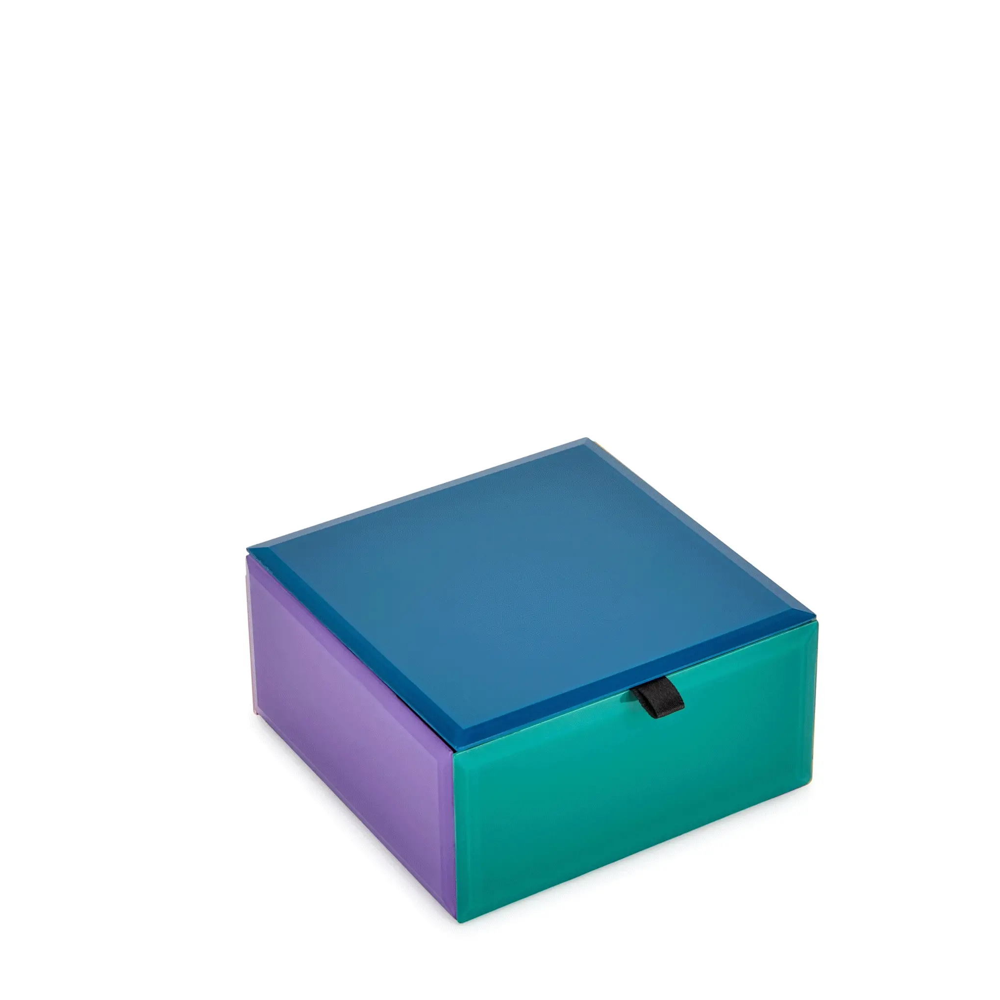 Colorblock Glass Jewelry Box - Blue Multi - Image 3