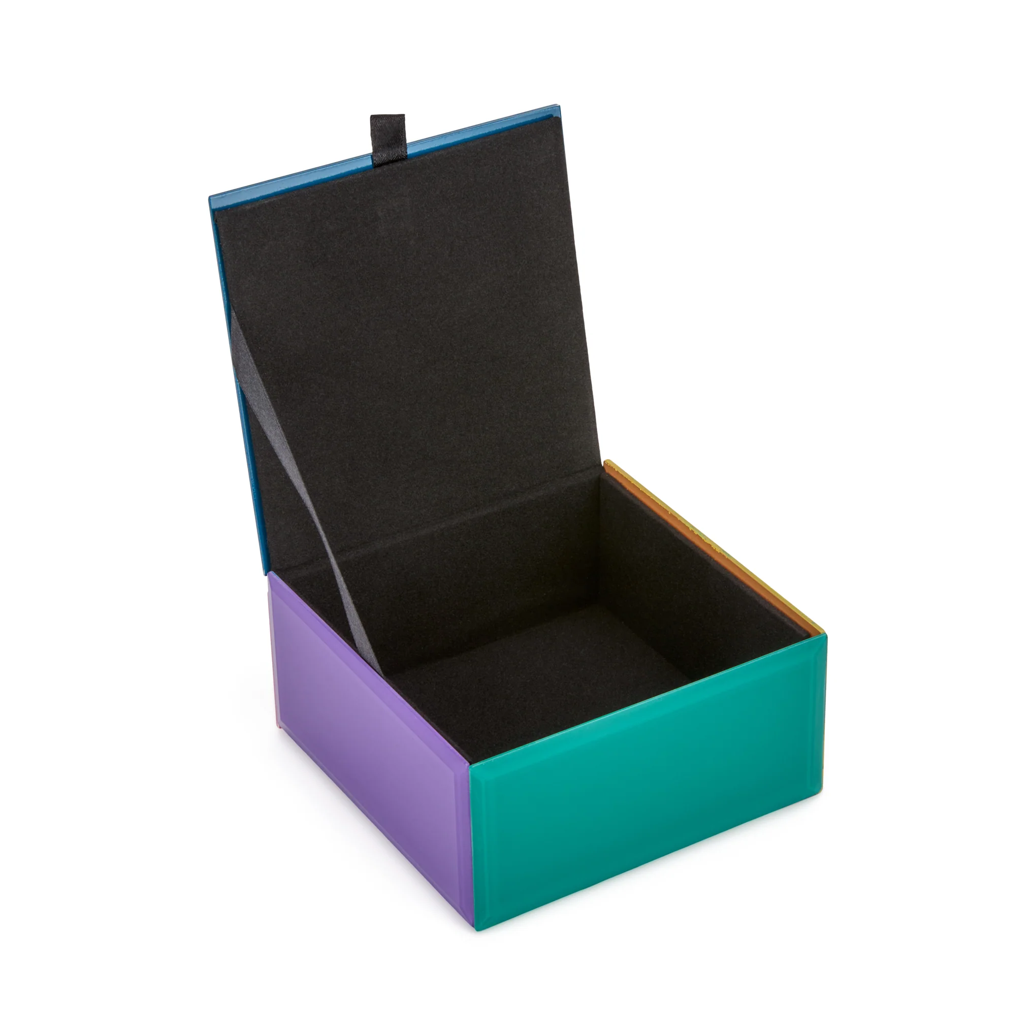 Colorblock Glass Jewelry Box - Blue Multi - Image 4