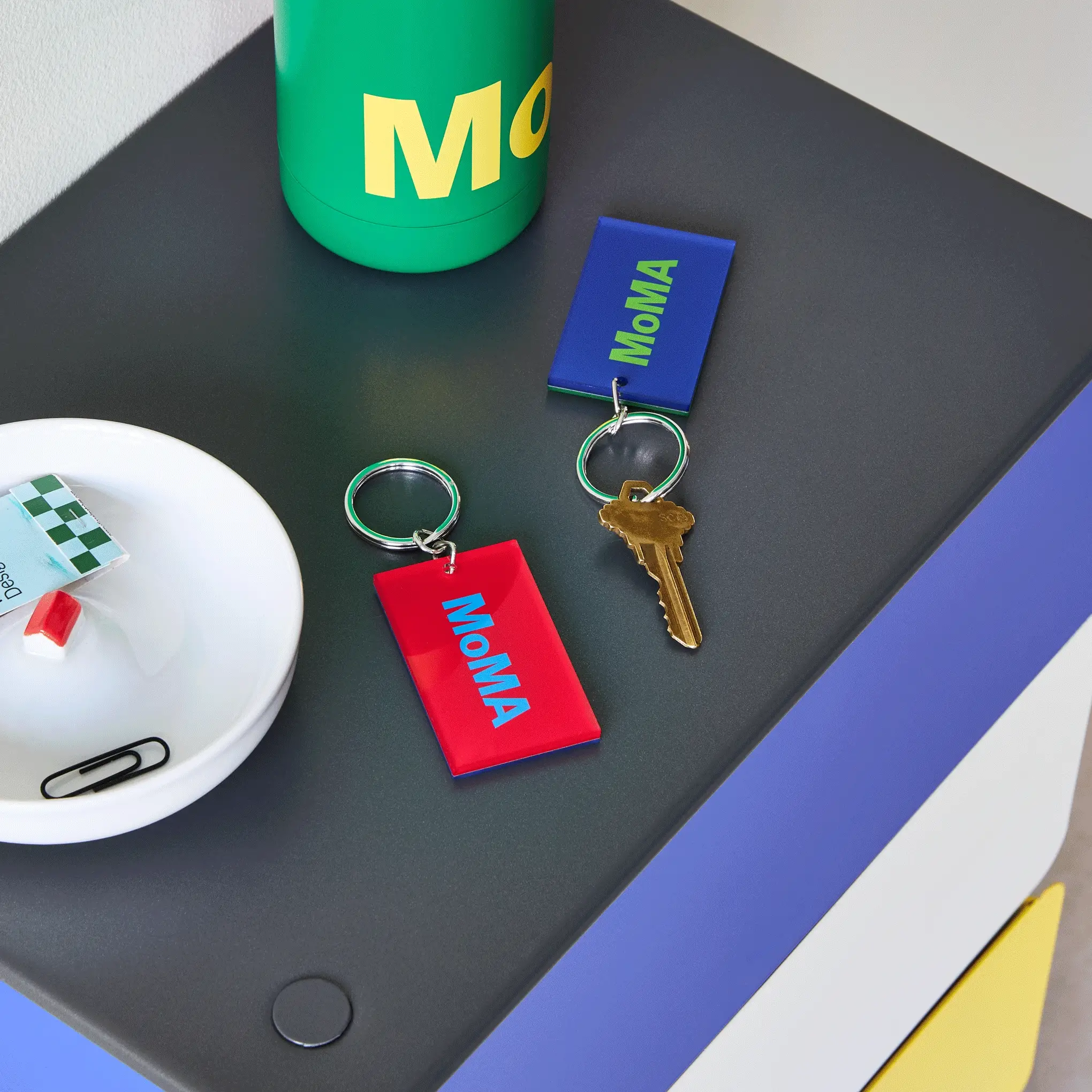 Colorful MoMA Acrylic Keychain - Blue/ Green - Image 2