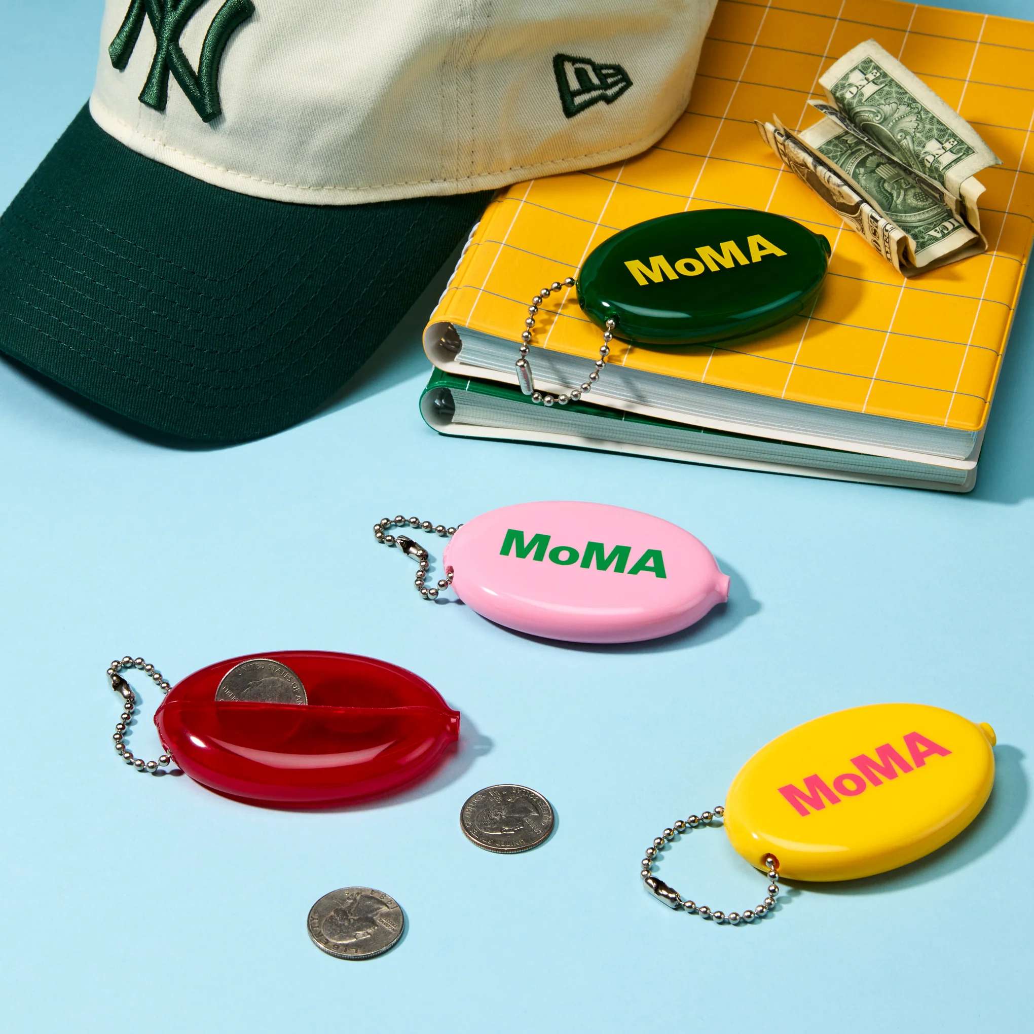 Colorful MoMA Vinyl Coin Pouch - Green/ Yellow - Image 2
