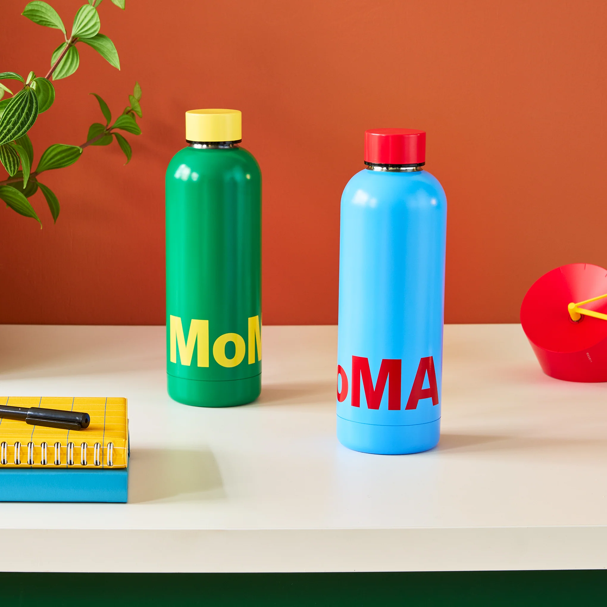 Colorful MoMA Water Bottles - Green/ Yellow - Image 2