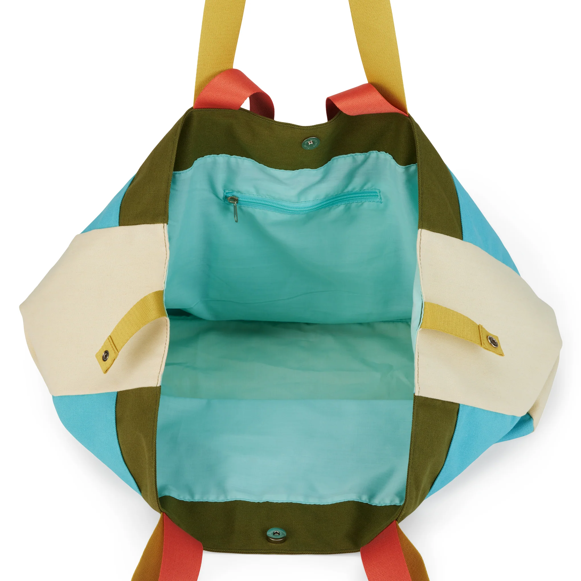 Colorful Oversized Cotton Canvas Tote Bag - Blue - Image 5