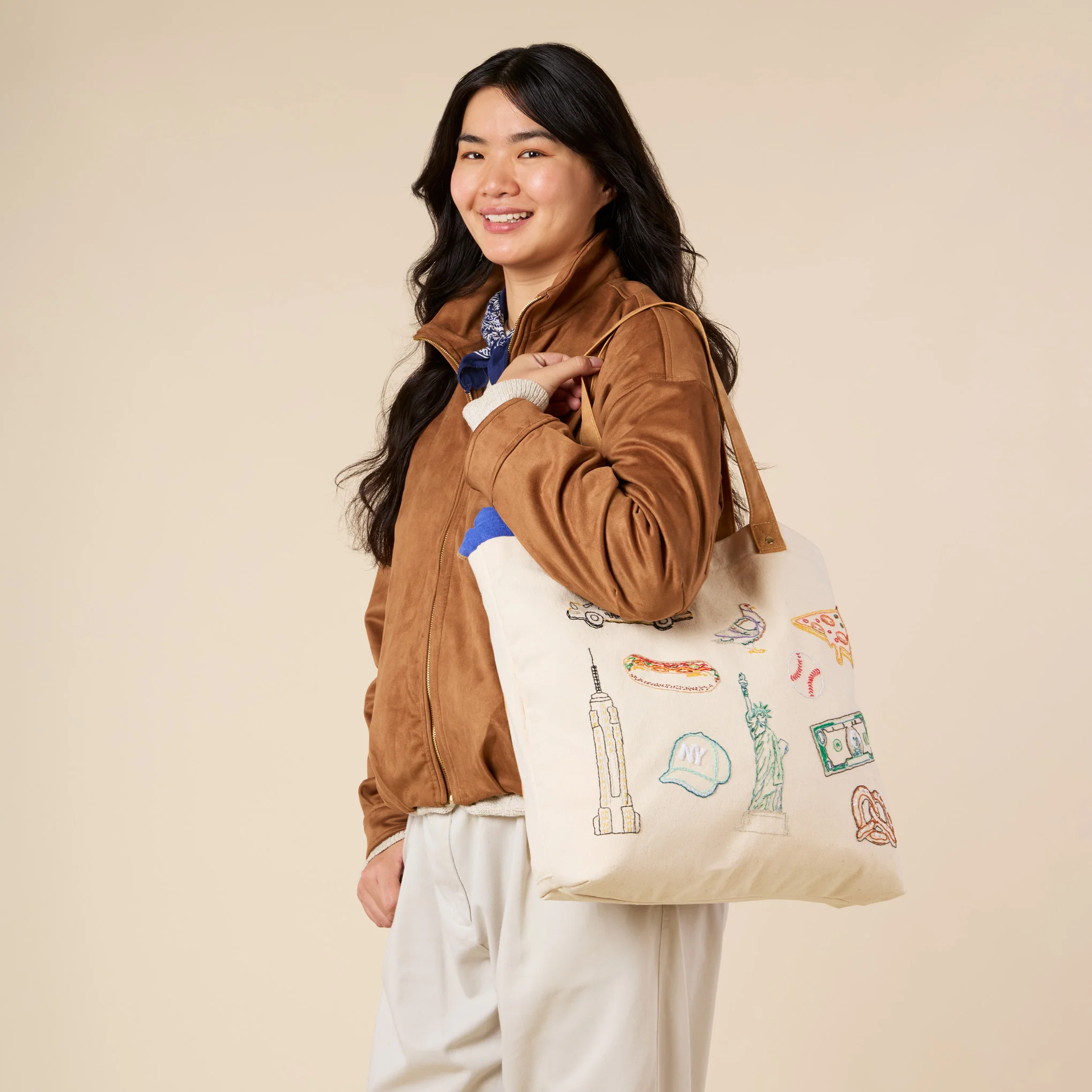 DIY Embroidery Stitch Your City NYC Tote Bag - Image 2