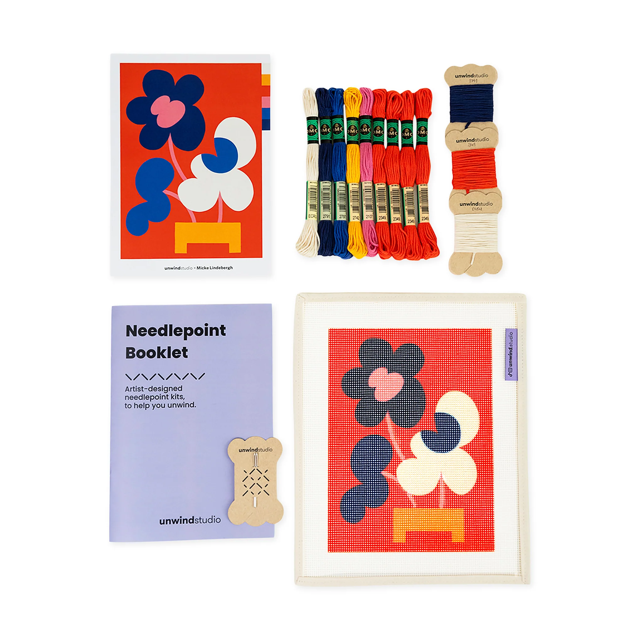 DIY Nature Needlepoint Kit - Mickebana Flower Trio - Image 4