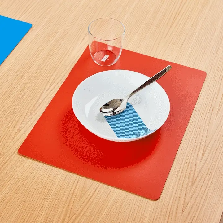 Dual-Sided Recycled Leather Placemat - Red/ Charcoal - Image 5