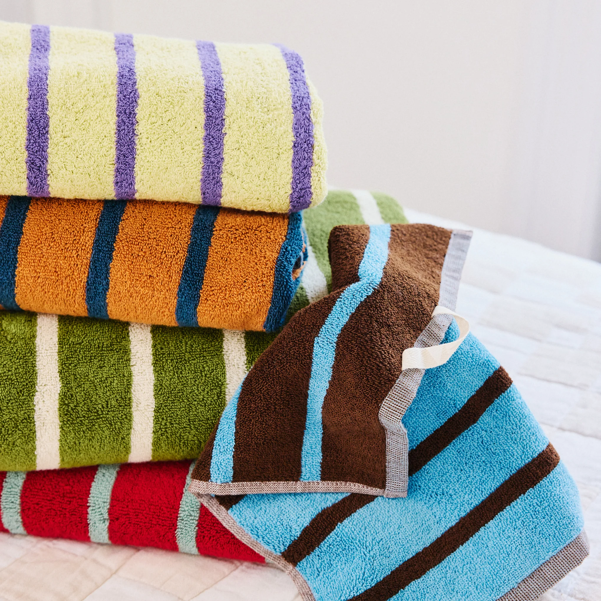 Dusen Dusen Bird Striped Cotton Towel - Warbler - Image 2
