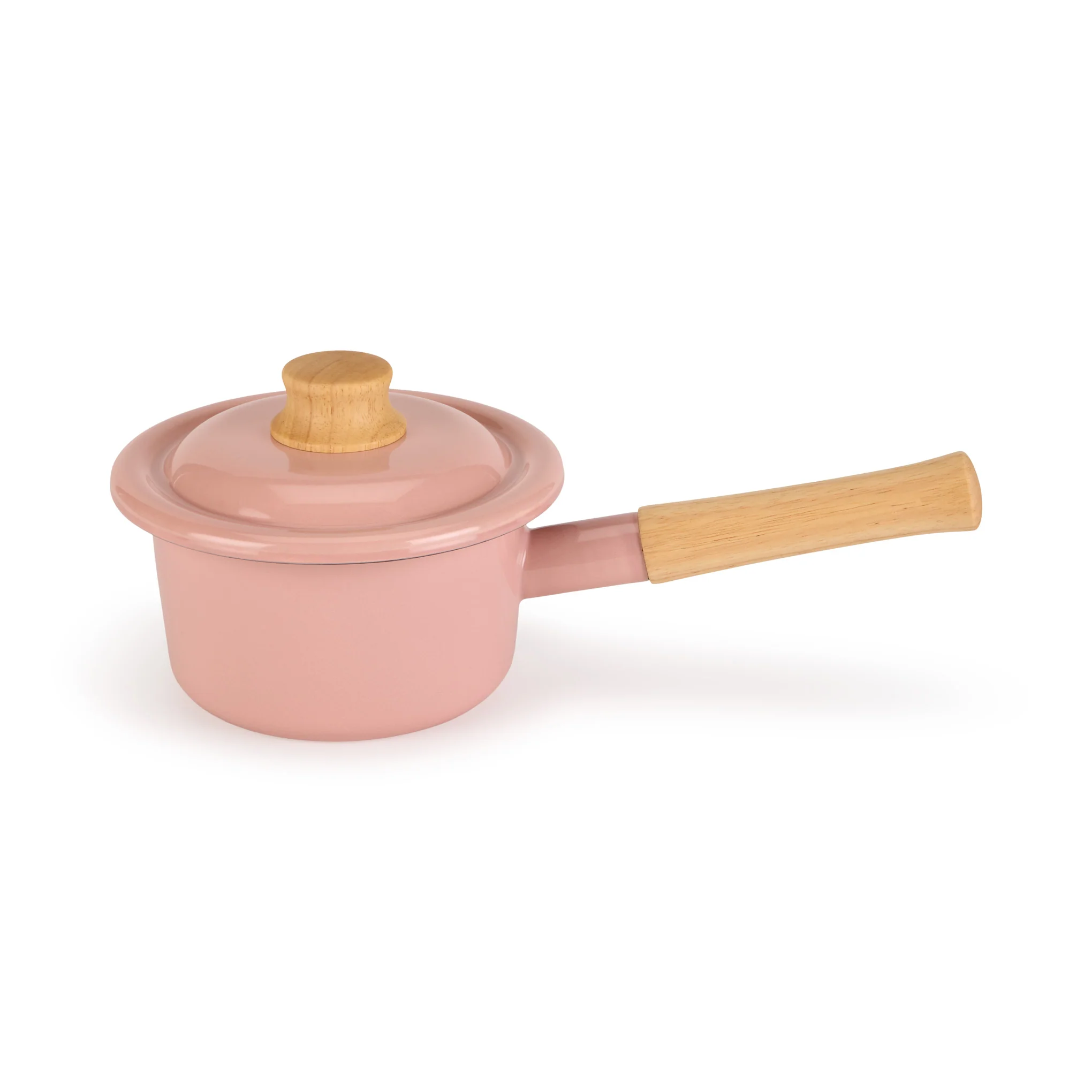 Enamel Milk Pan with Lid - Pink