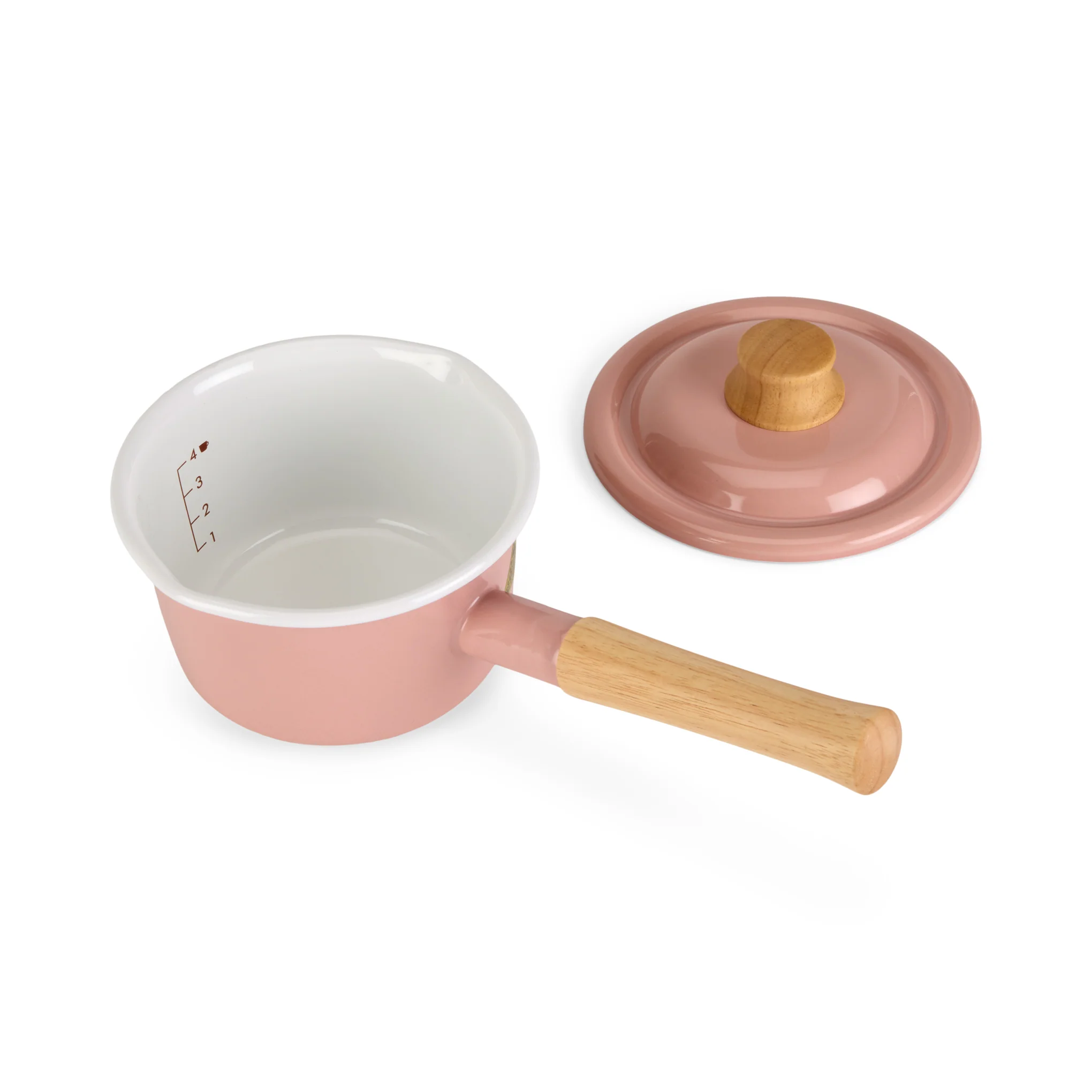 Enamel Milk Pan with Lid - Pink - Image 3