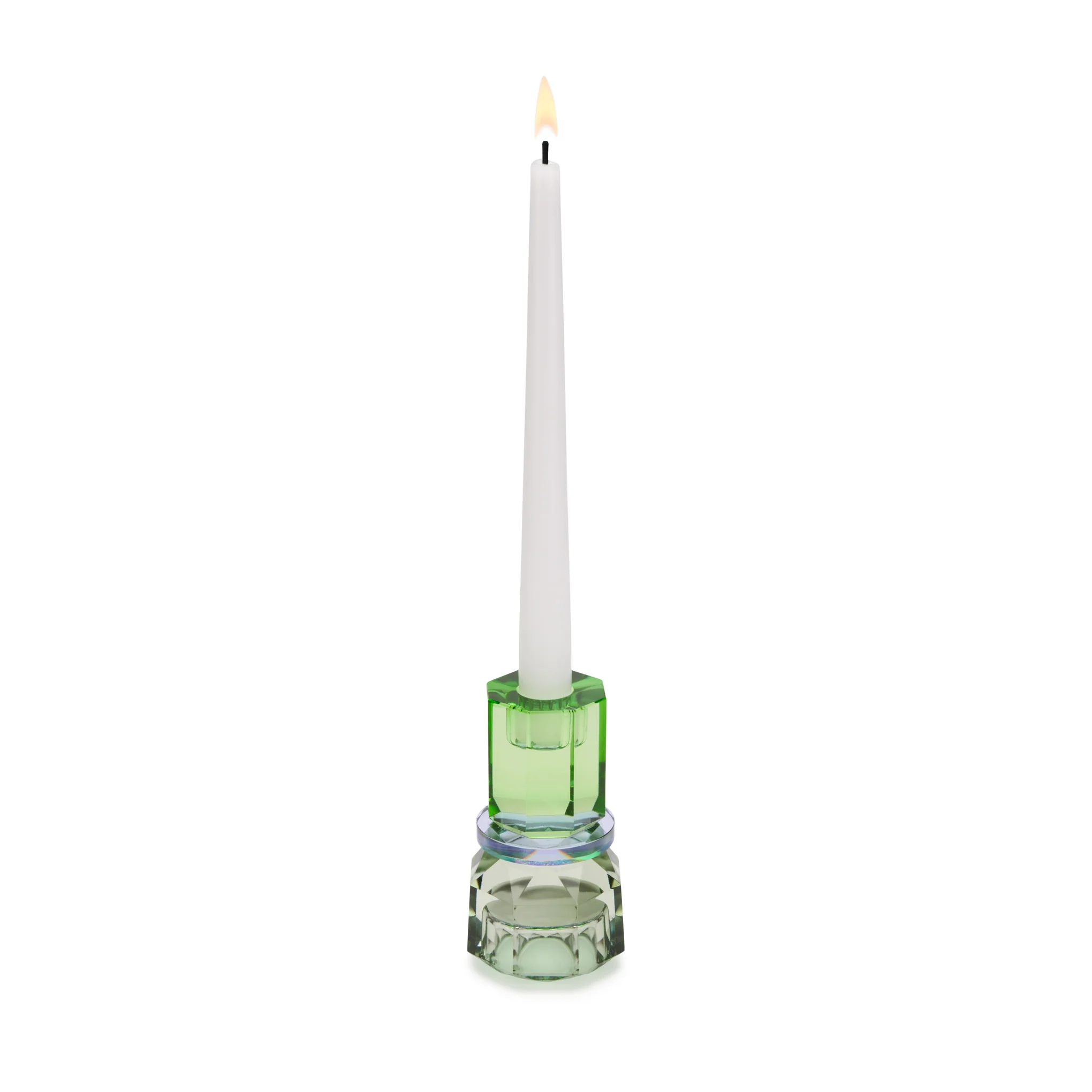 Faceted Crystal Candleholder - Mint/ Violet/ Olive