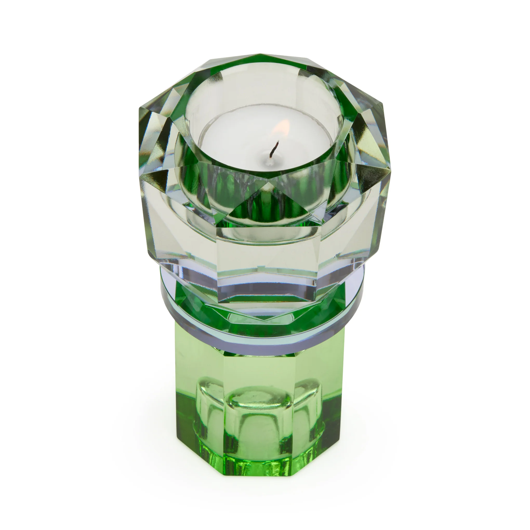 Faceted Crystal Candleholder - Mint/ Violet/ Olive - Image 3
