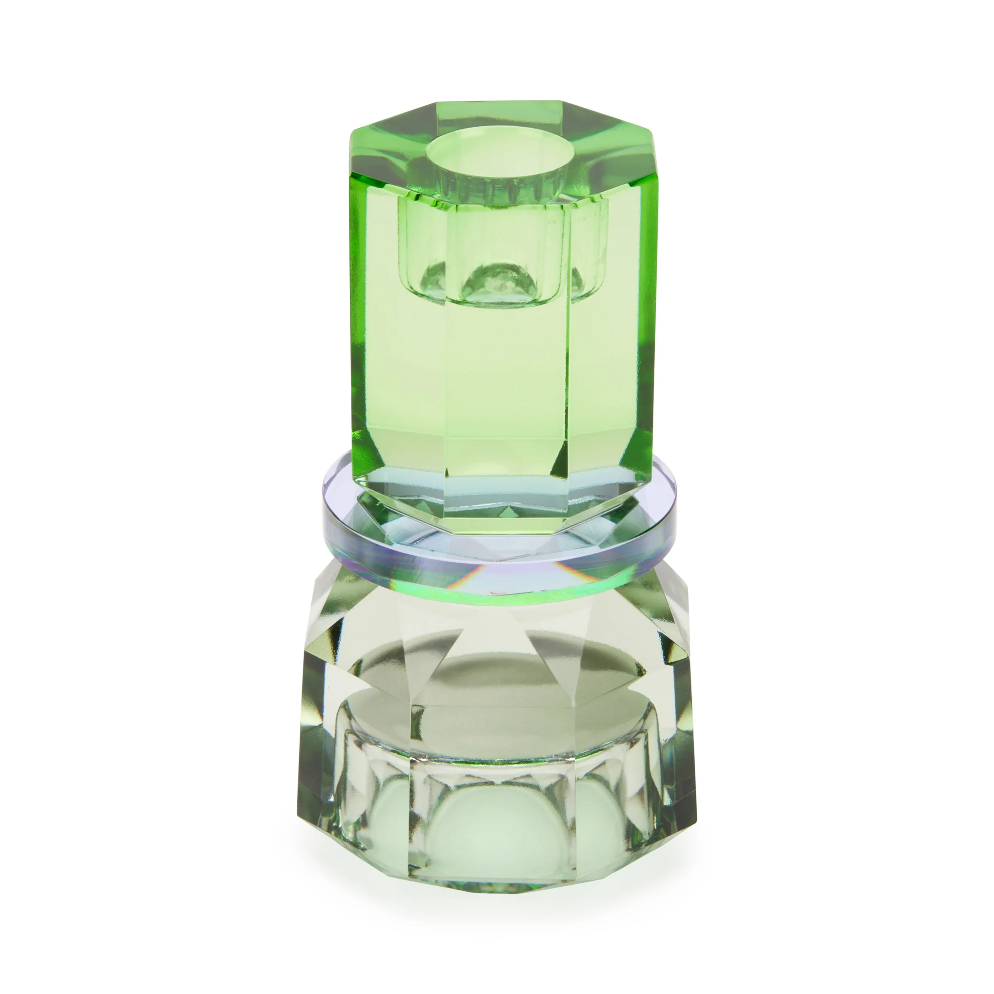 Faceted Crystal Candleholder - Mint/ Violet/ Olive - Image 4