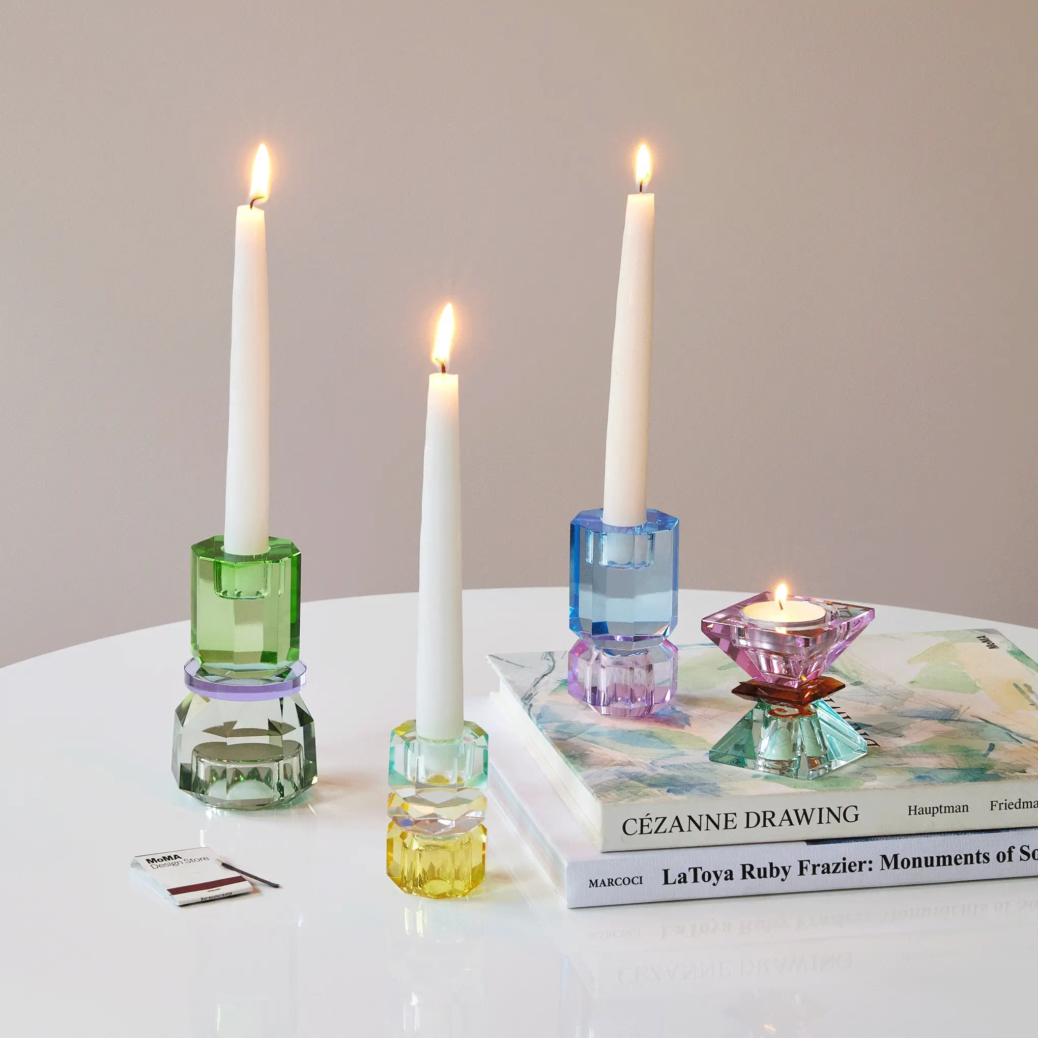 Faceted Crystal Candleholder - Mint/ Violet/ Olive - Image 6