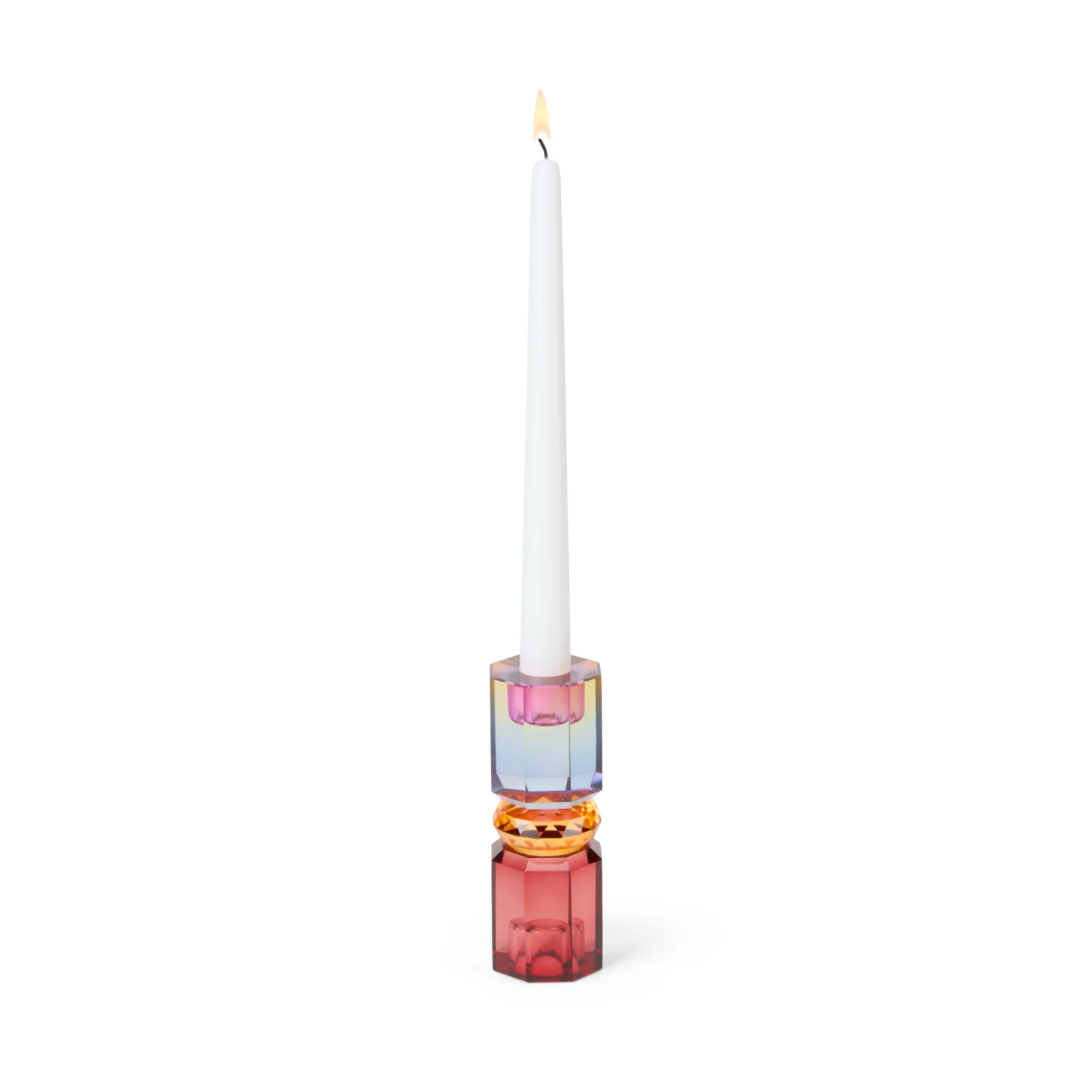 Faceted Crystal Candle Holder - Multi