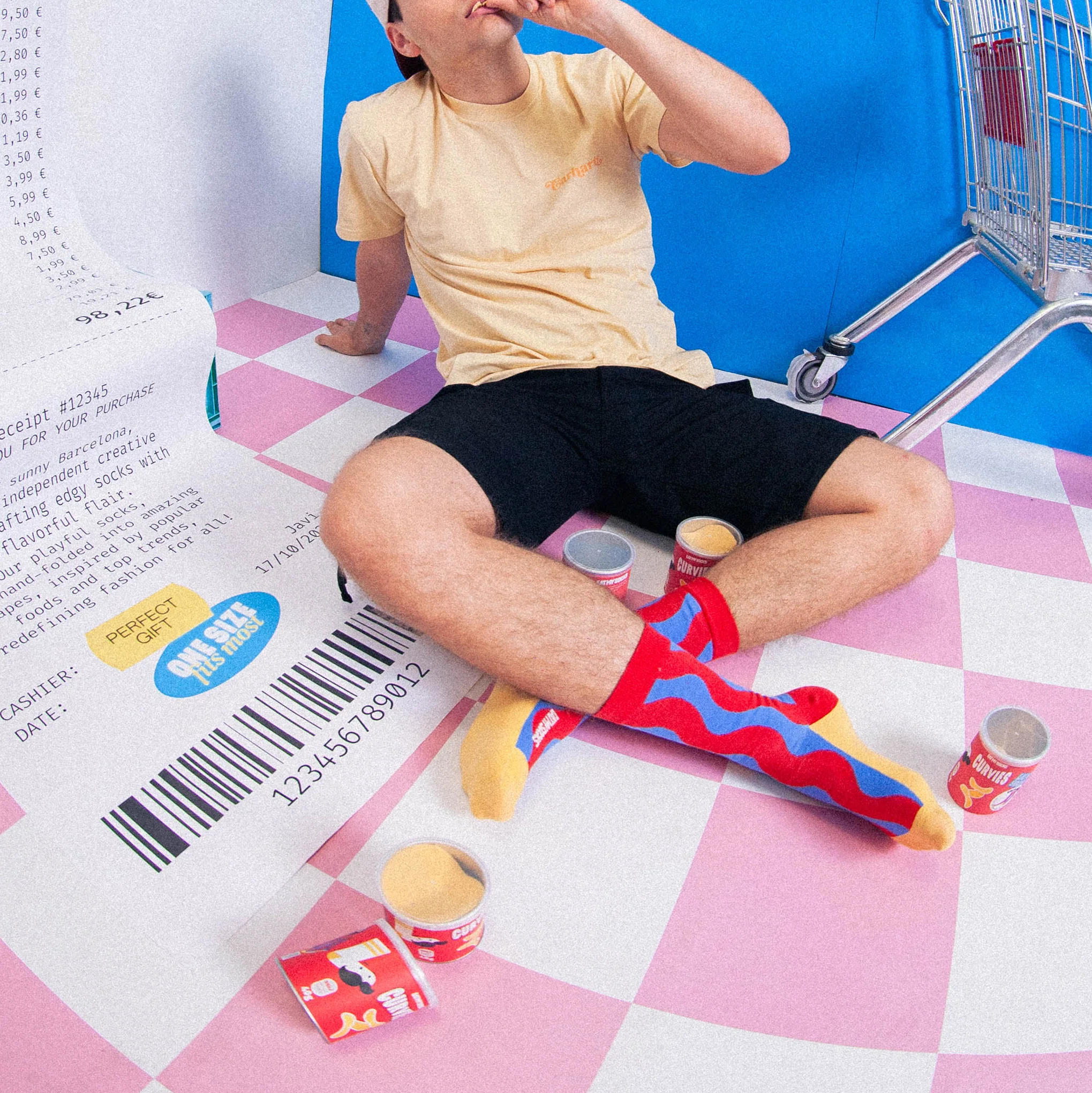 Food-Themed Crew Socks - Curved Chips - Image 3