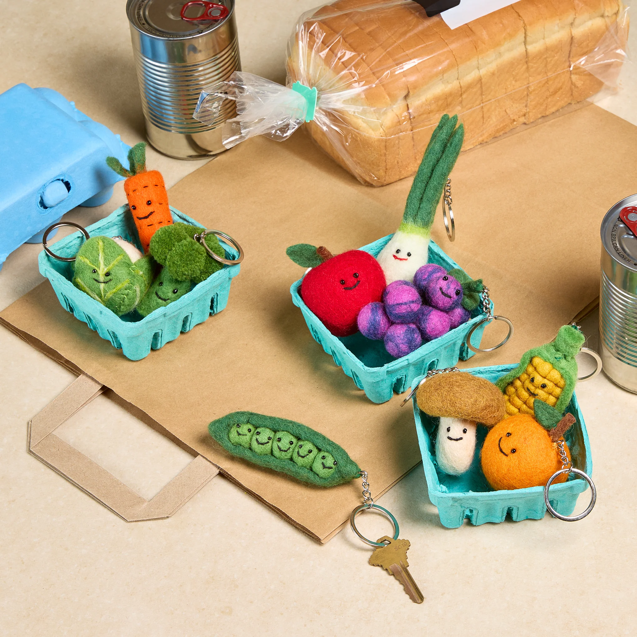 Fruit & Vegetable Felt Wool Keychain - Carrot - Image 2