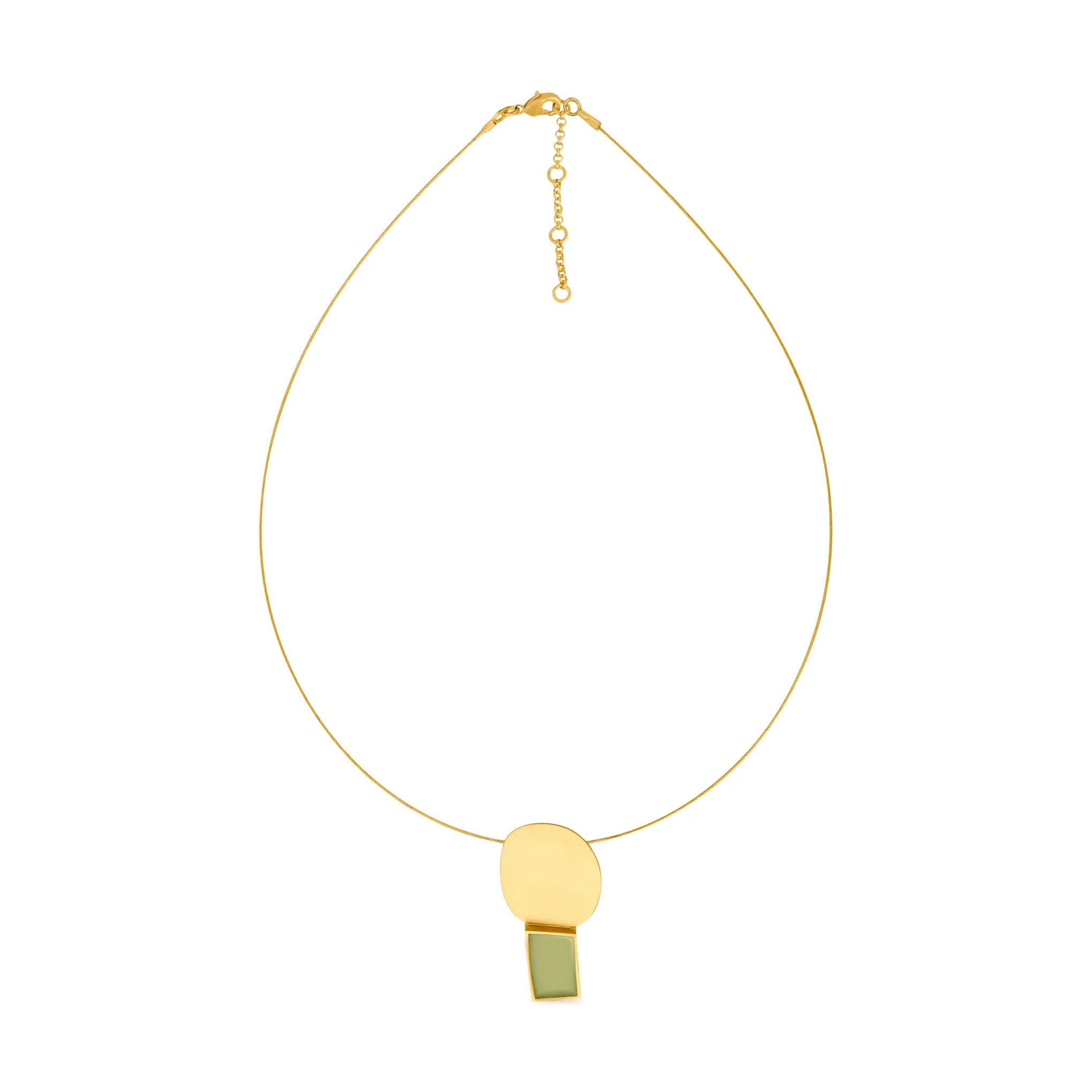 Geometric Collage Gold-Plated Pendant Wire Necklace