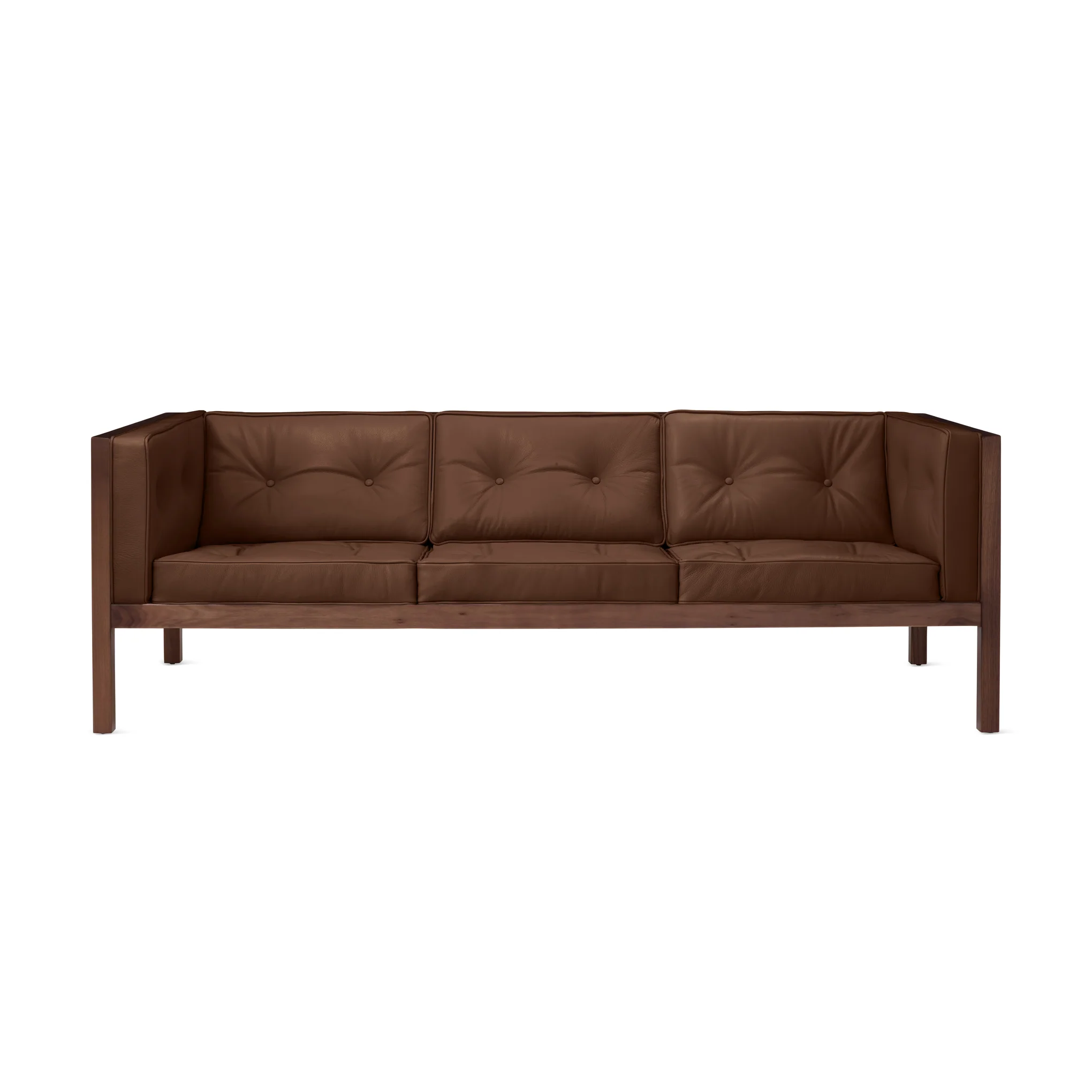 George Nelson Leather Cube Sofa from Herman Miller - Walnut/ Ledge Caramel Leather