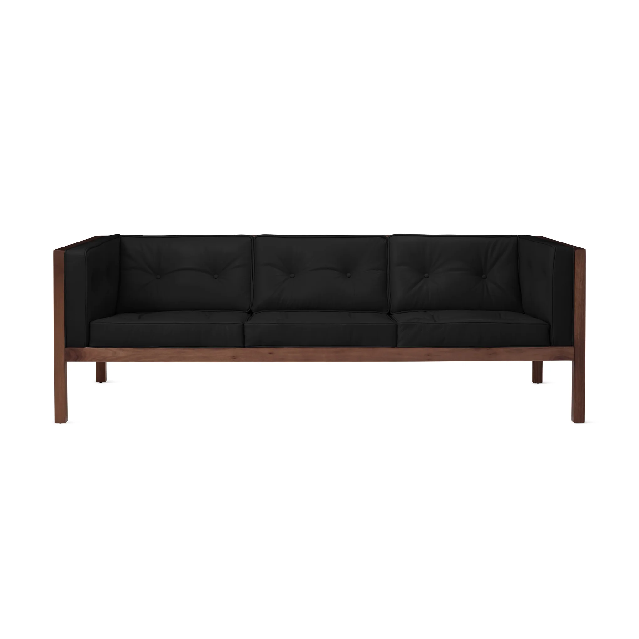 George Nelson Leather Cube Sofa from Herman Miller - Walnut/ Obsidian Leather