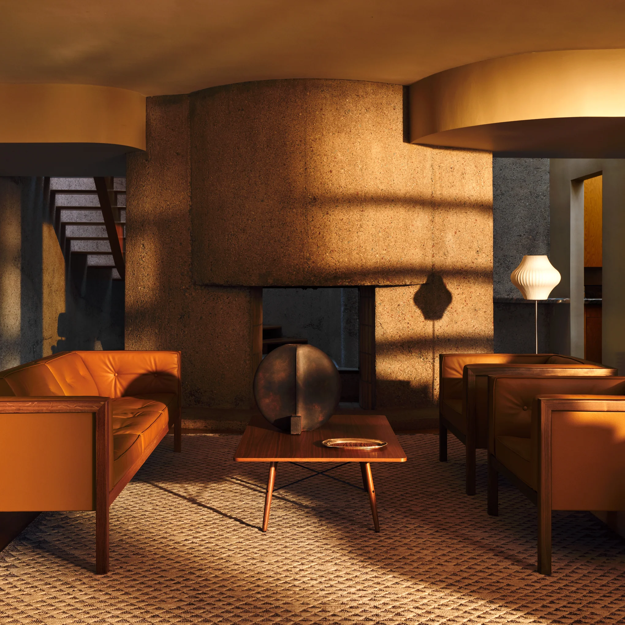 George Nelson Leather Cube Sofa from Herman Miller - Walnut/ Shore Leather - Image 2