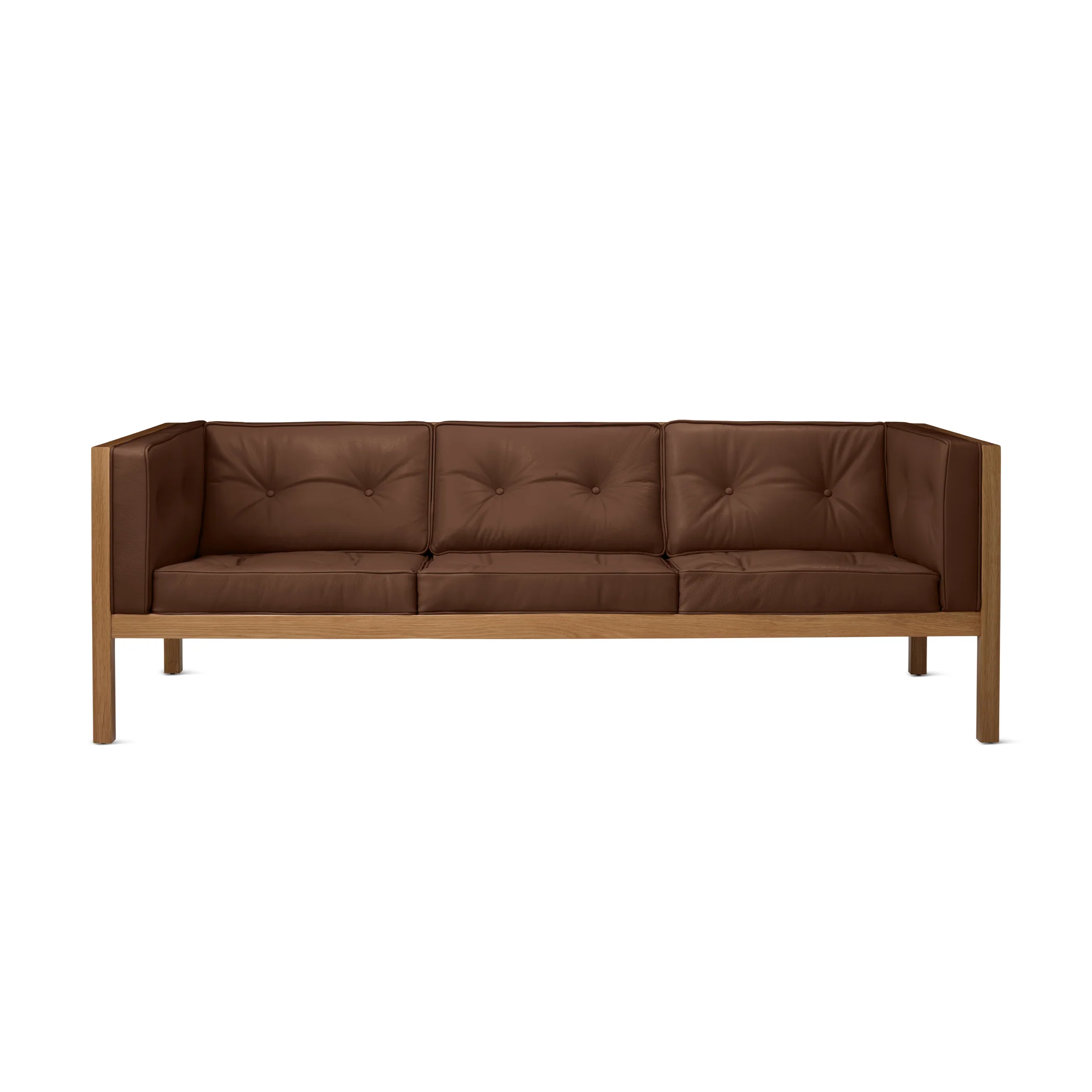 George Nelson Leather Cube Sofa from Herman Miller - White Oak/ Ledge Caramel Leather