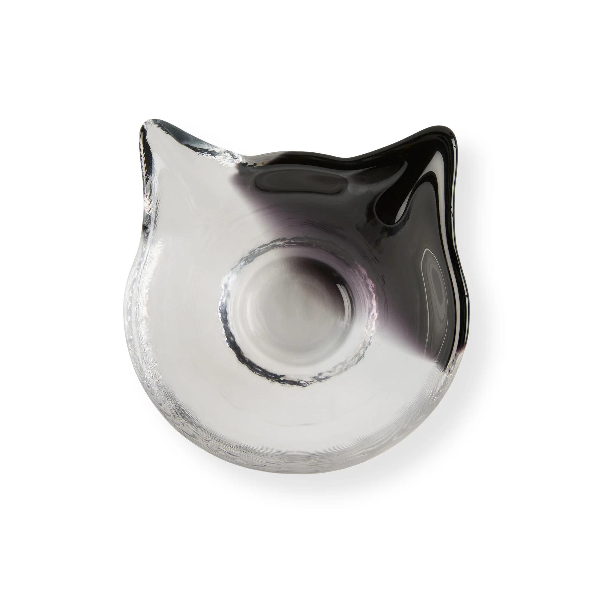 Glass Cat Face Dish - Black