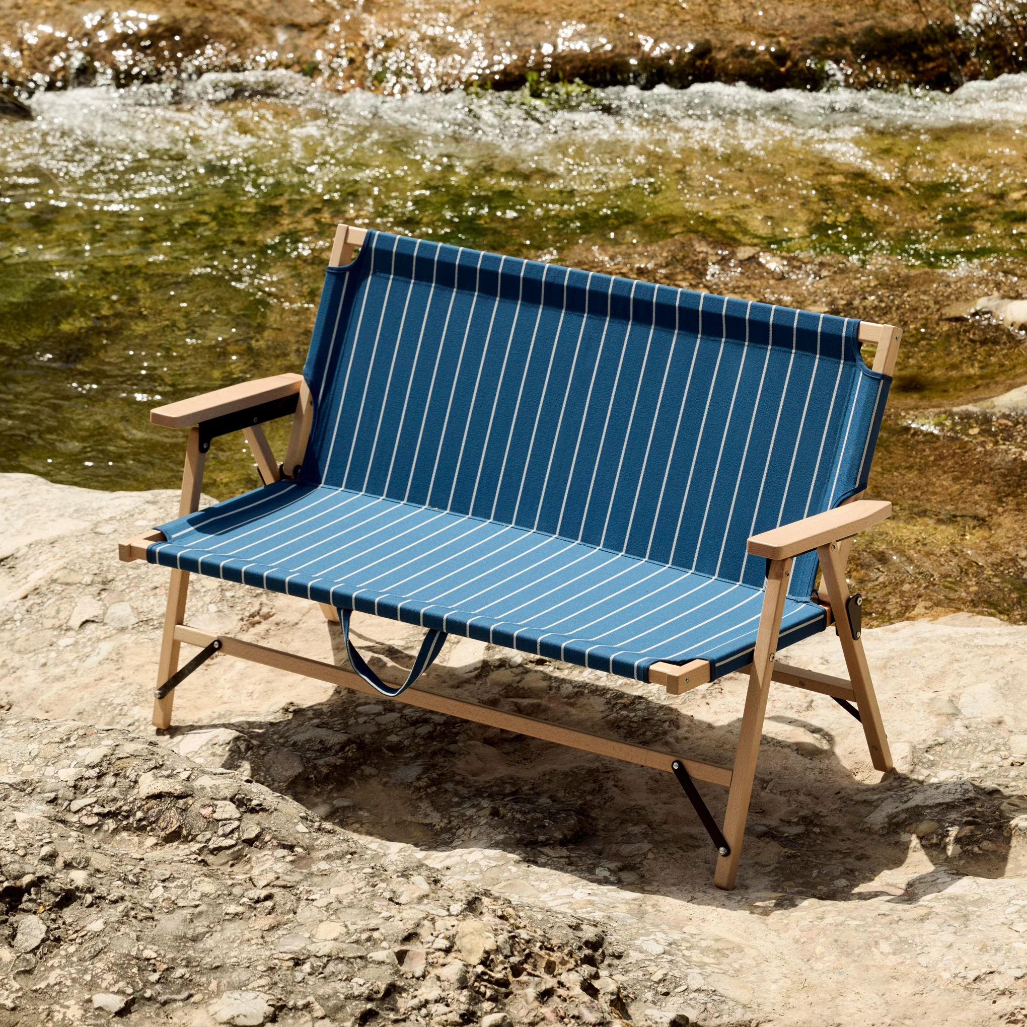 HAY Outdoor Market by Jasper Morrison Shop Folding Sofa - Blue/ Beige - Image 7