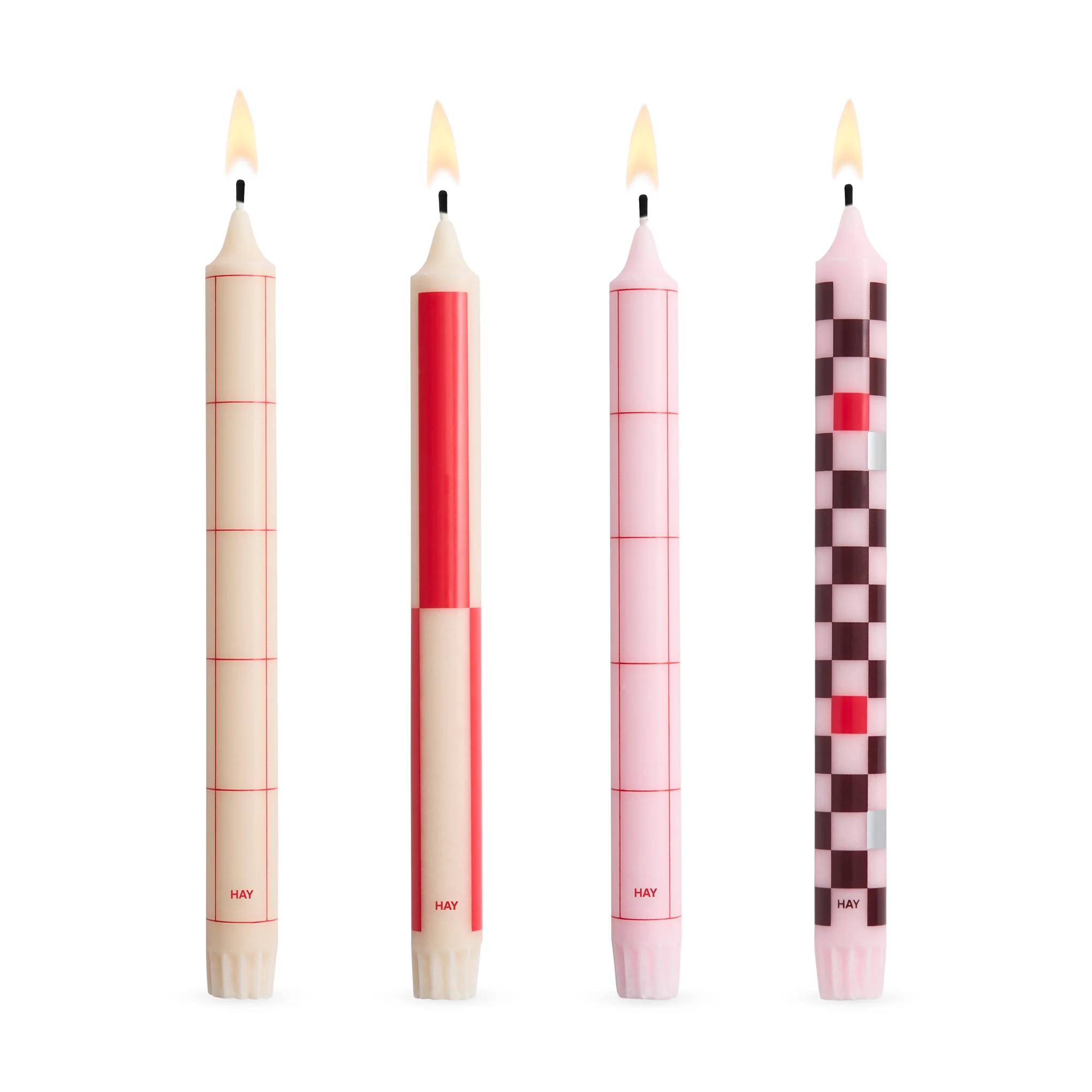 HAY Pattern Taper Candle - Reds/ Bordeaux