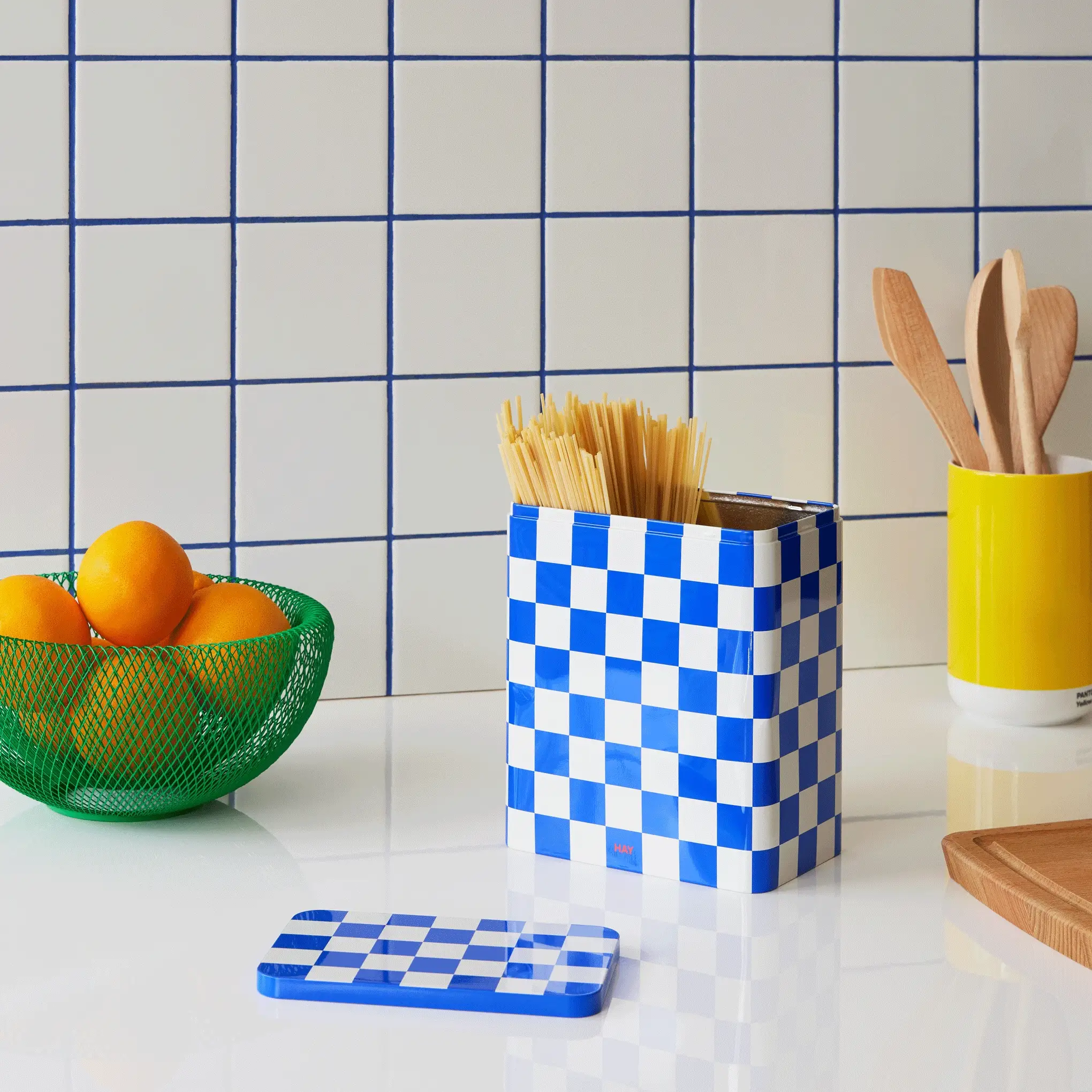 HAY Tin Container - Blue/ Off White - Image 3