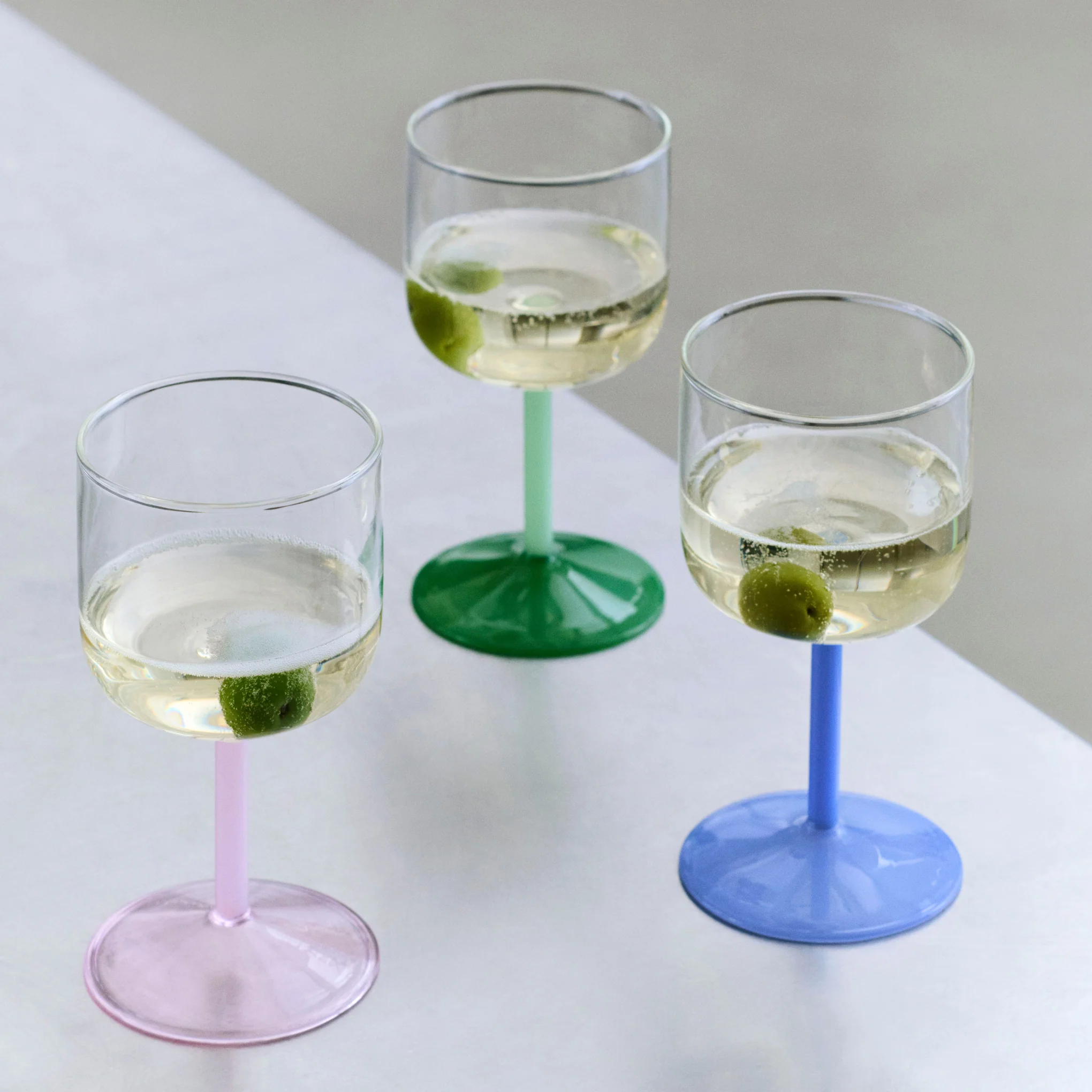 HAY Tint Wine Glasses - Set of 2 - Clear/ Jade Light Green/ Jade Dark Green - Image 2