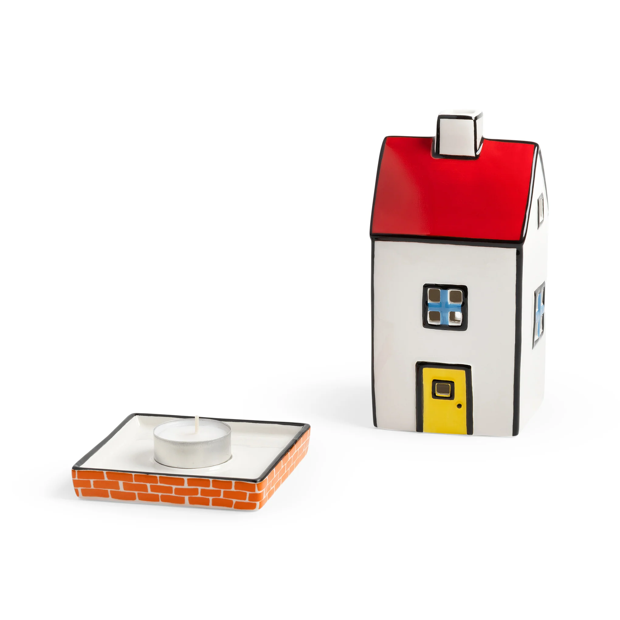 House Ceramic Tea Light Holder - Red - Image 3