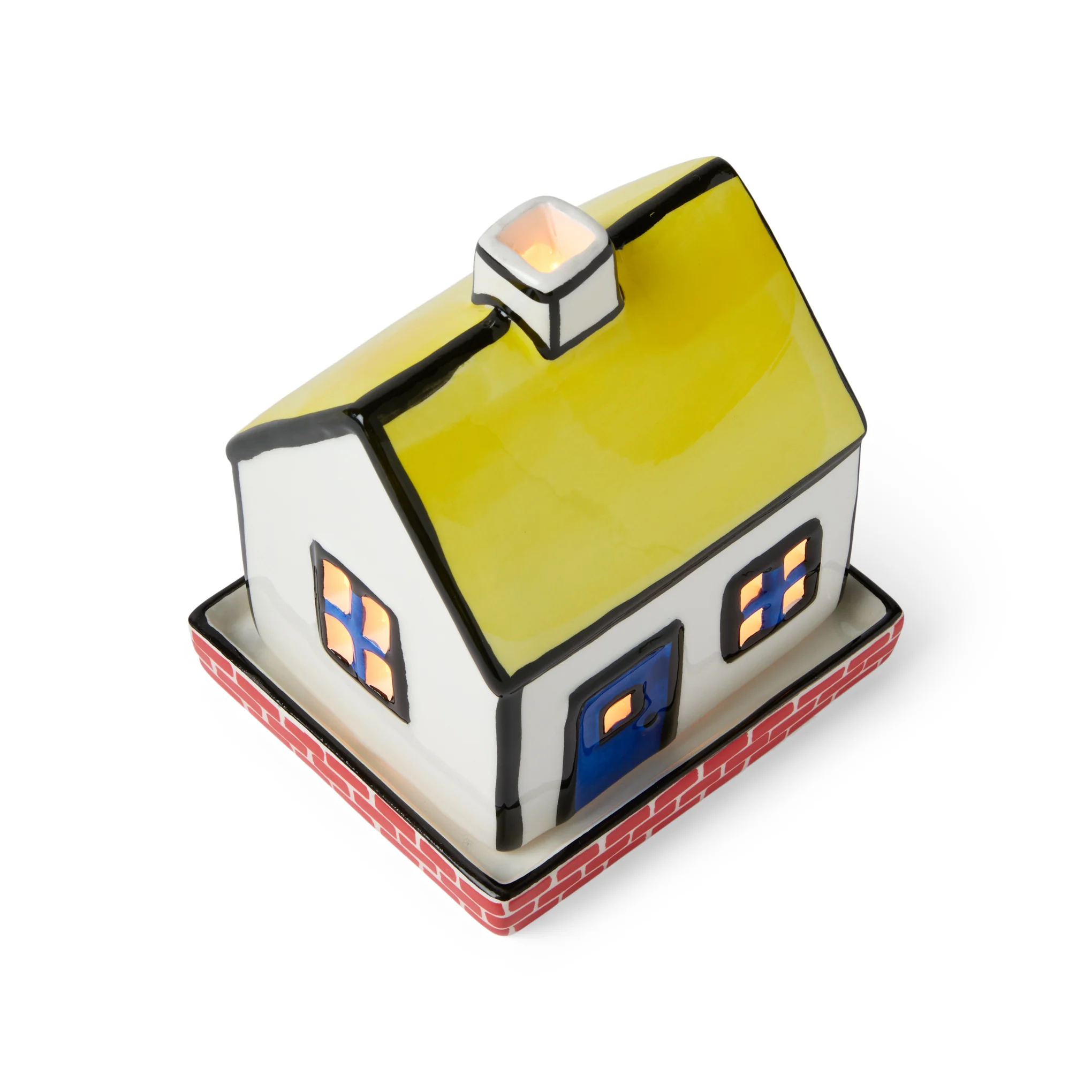 House Ceramic Tea Light Holder - Yellow - Image 4