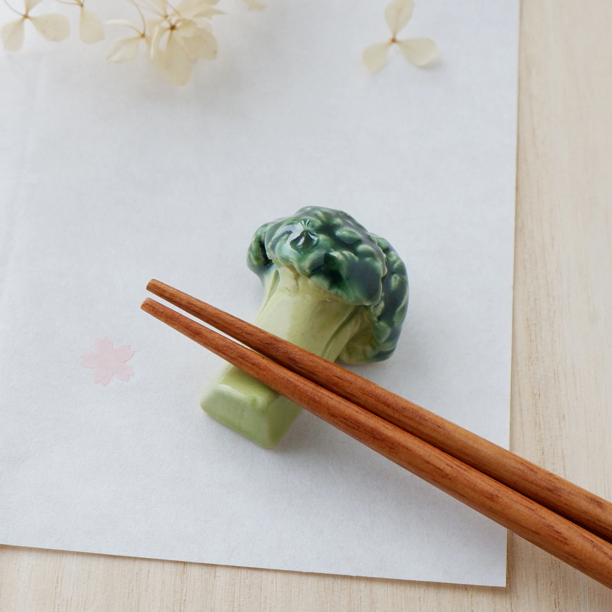 Japanese Ceramic Food Chopsticks Rest - Broccoli - Image 3