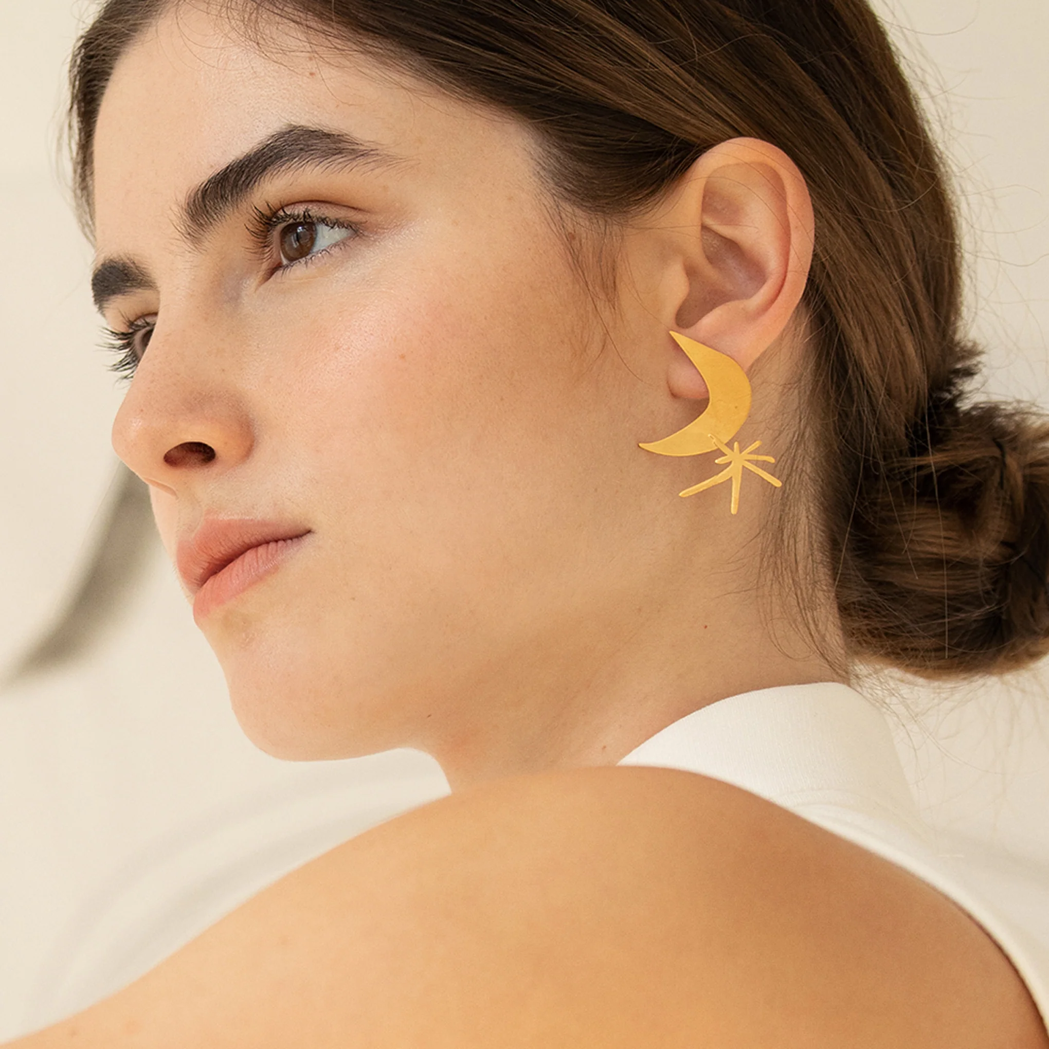 Joan Miró Gold-Plated Moon & Star Earrings - Image 2