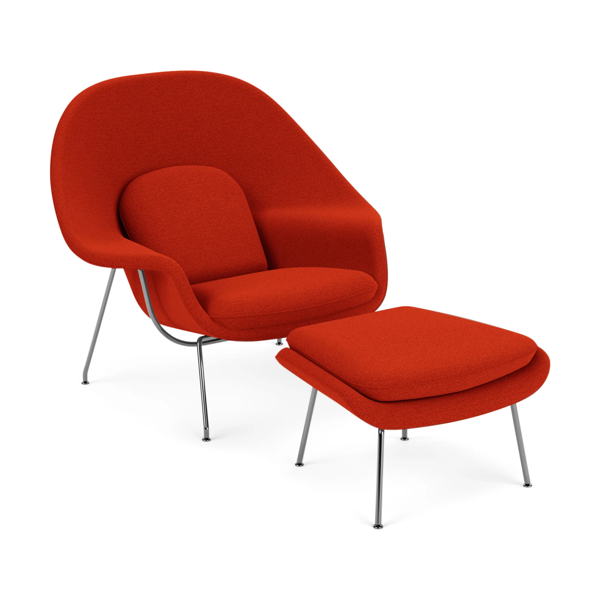 Knoll Womb Lounge Chair & Ottoman by Eero Saarinen - Red