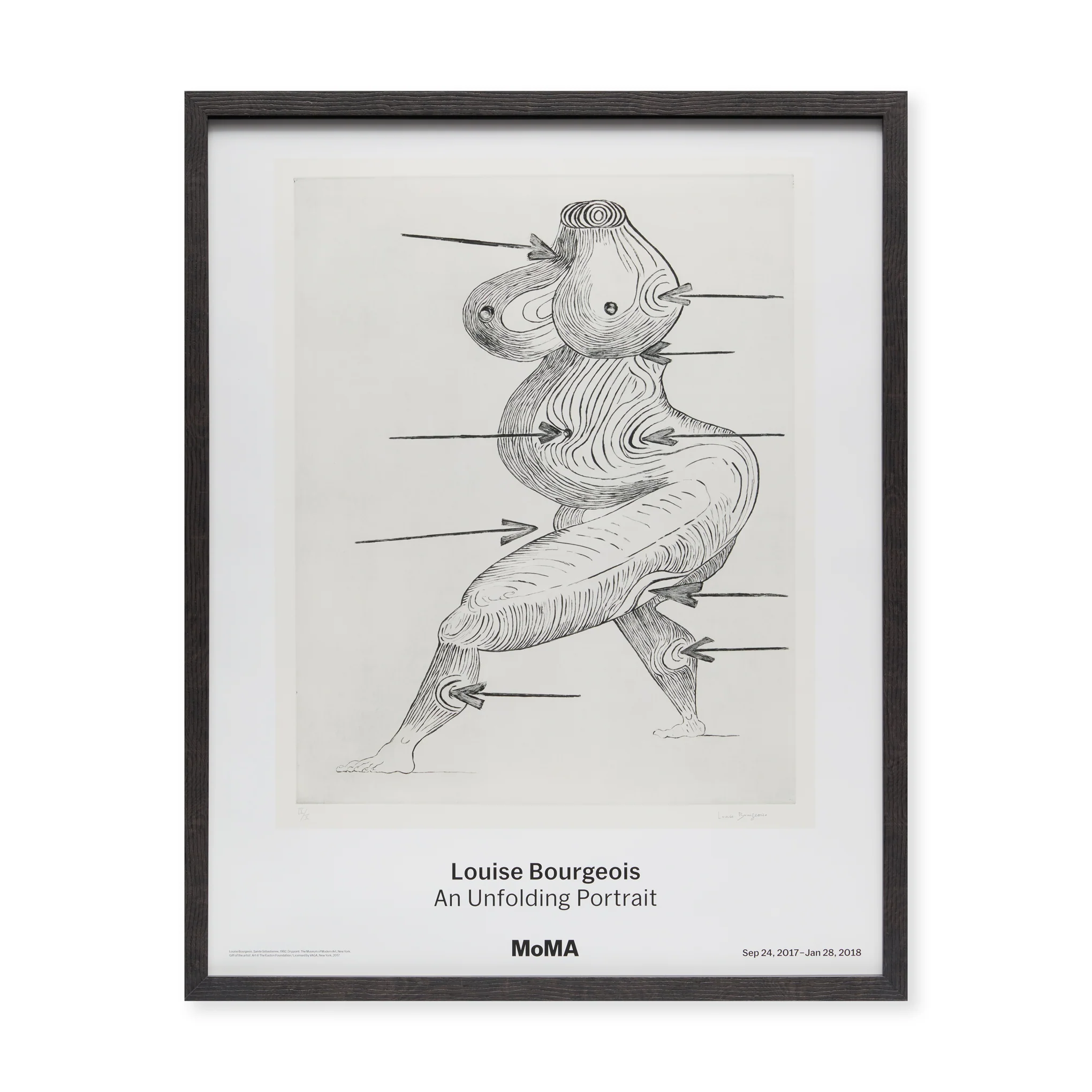 Louise Bougeois An Unfolding Portrait Framed Exhibition Poster