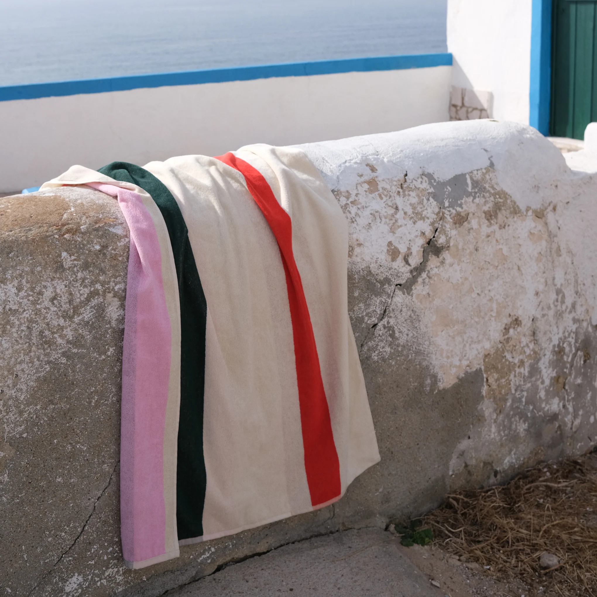 Martens Cotton Towels - Toffee/ Pink/ Red/ Dark Green - Image 2