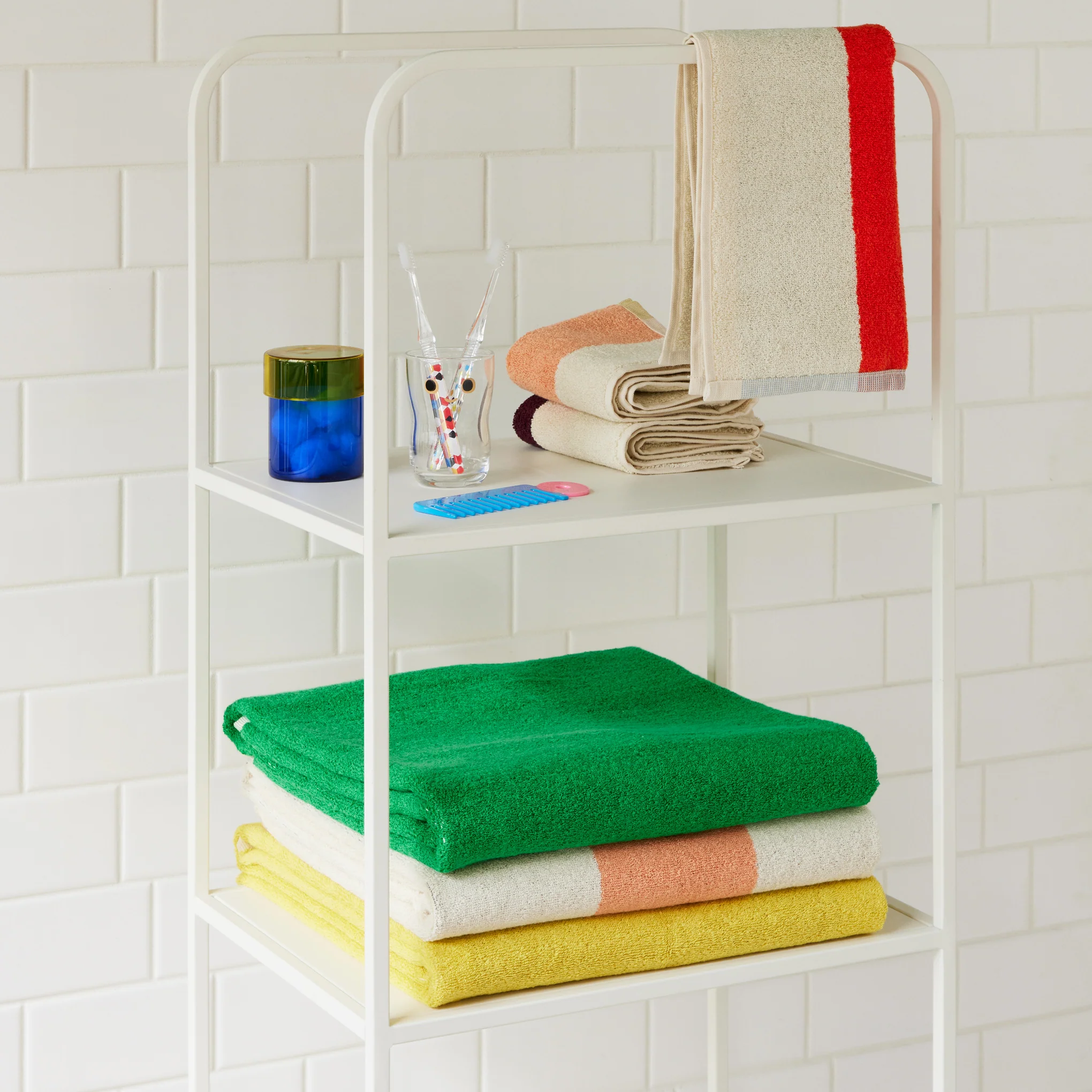 Martens Cotton Towels - Yellow/ Bordeaux - Image 3
