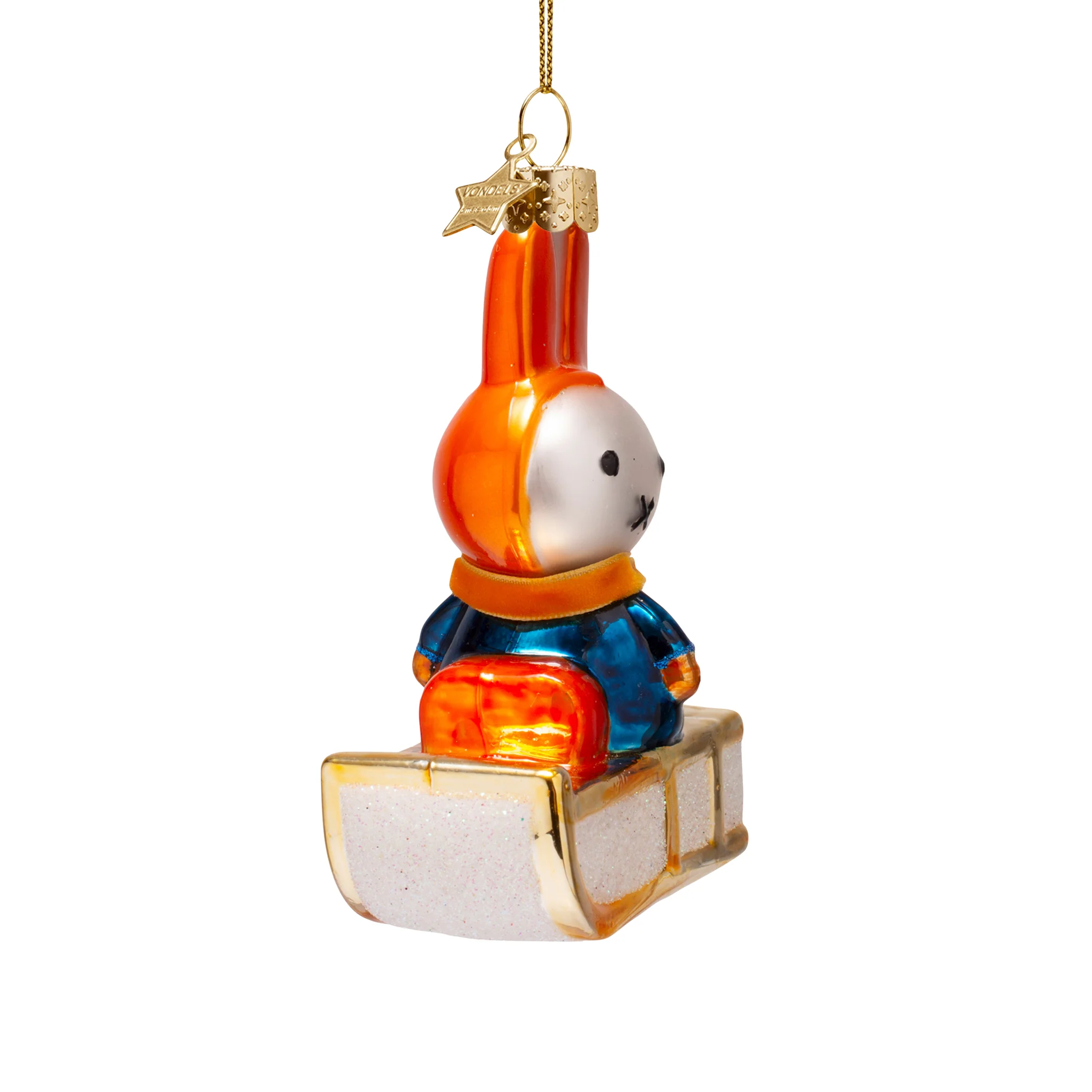 Miffy Glass Holiday Ornament - Miffy Snow Sled - Image 3